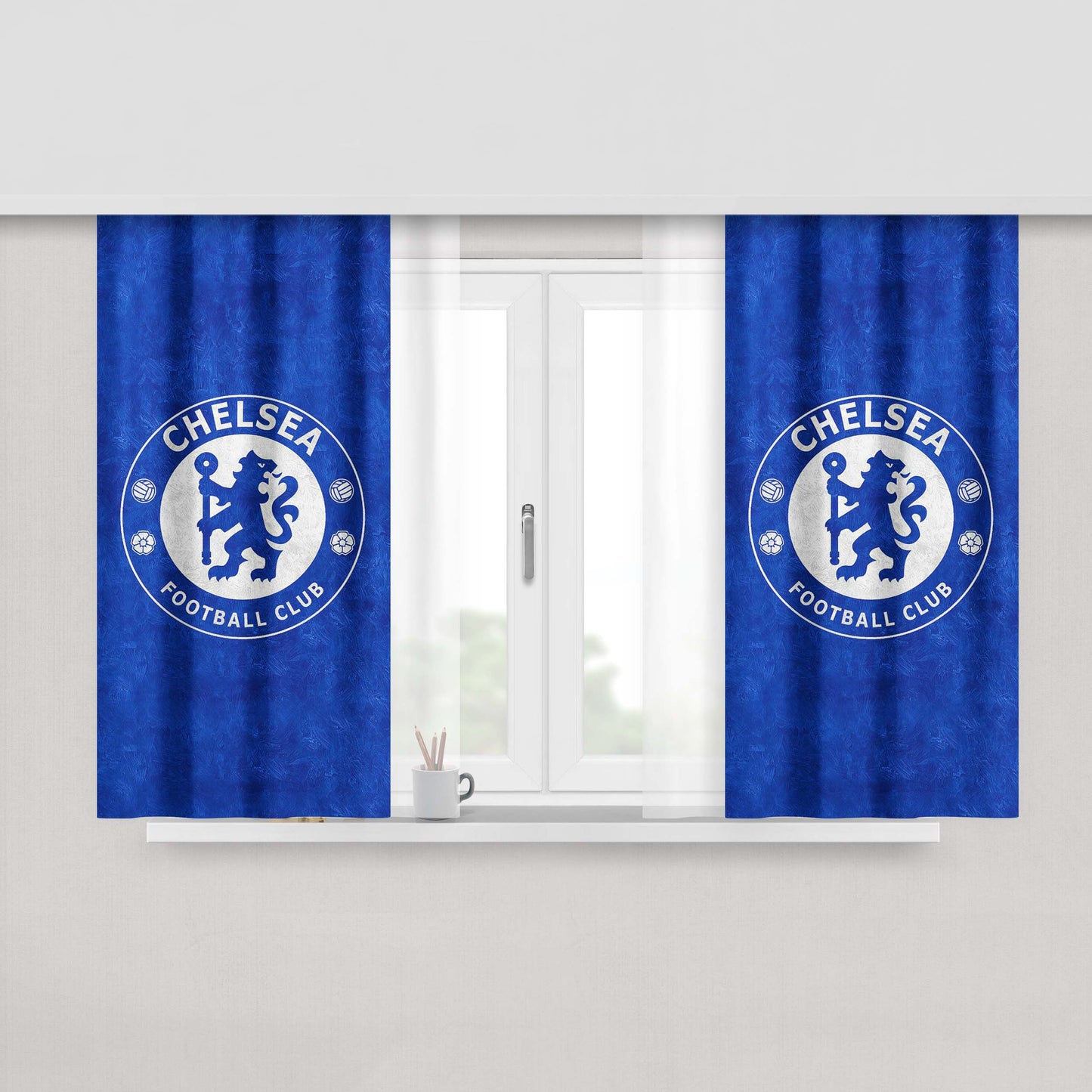 Chelsea Football Epl Logo Sports Peach Skin Window Curtains