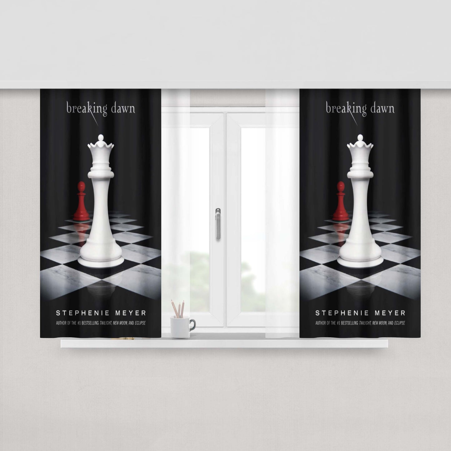 Chess Breaking Dawn Peach Skin Window Curtains