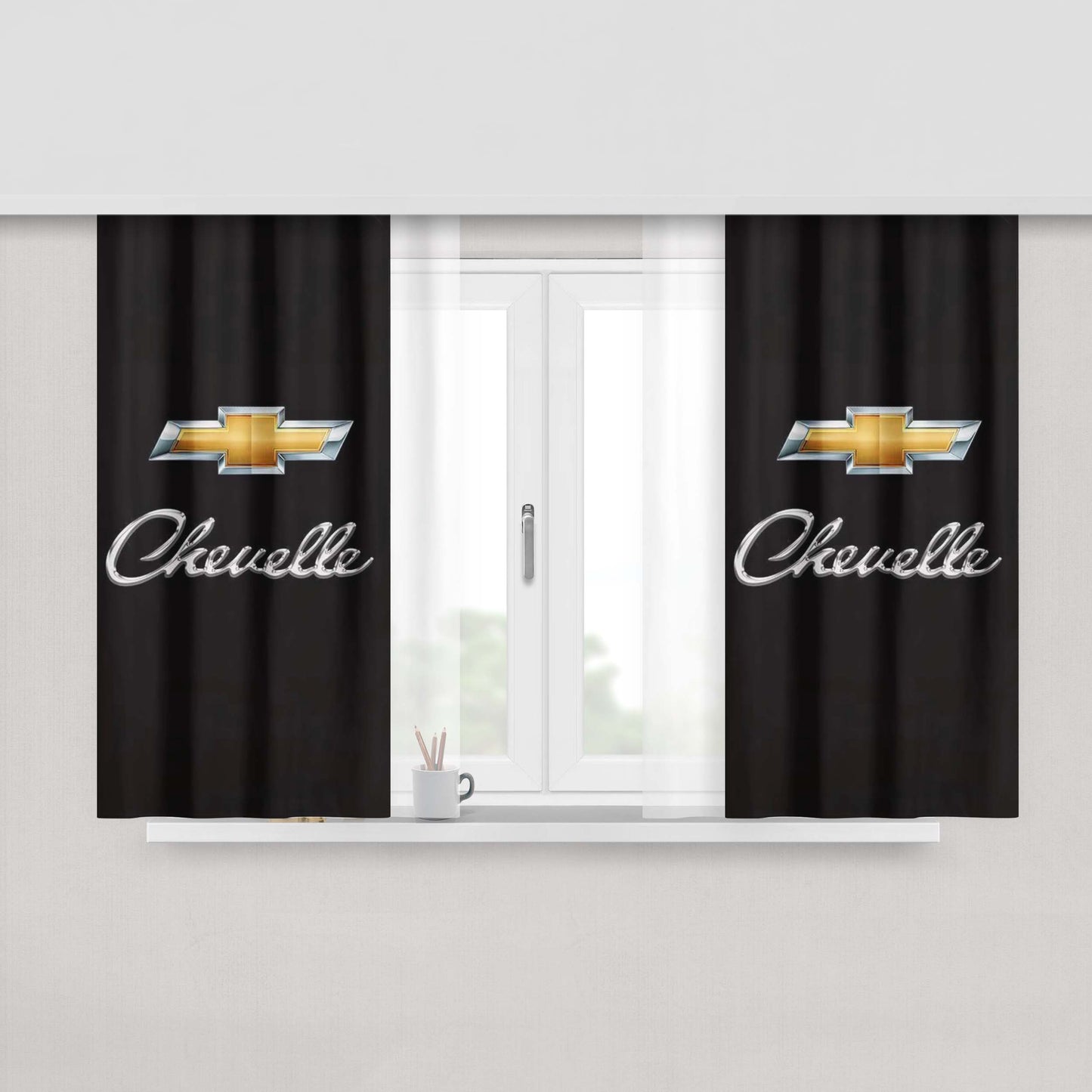 Chevrolet Chevelle Logo Peach Skin Window Curtains