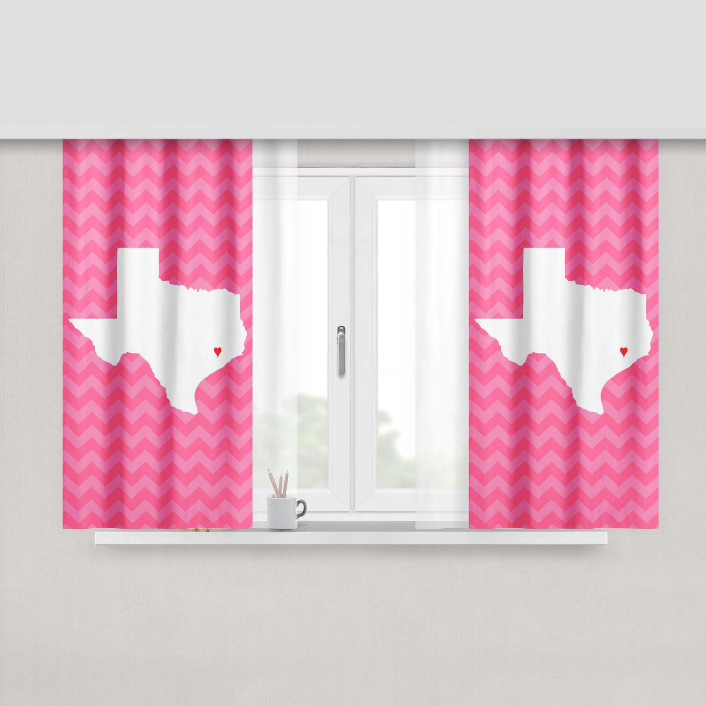 Chevron State Love Peach Skin Window Curtains