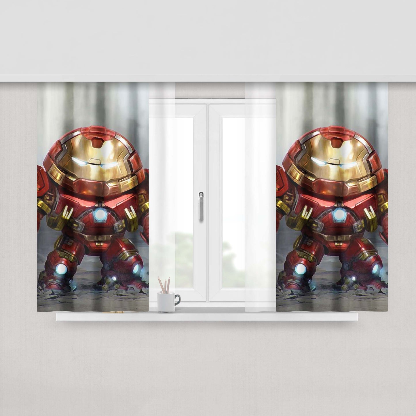 Chibi Fancy Iron Man Peach Skin Window Curtains