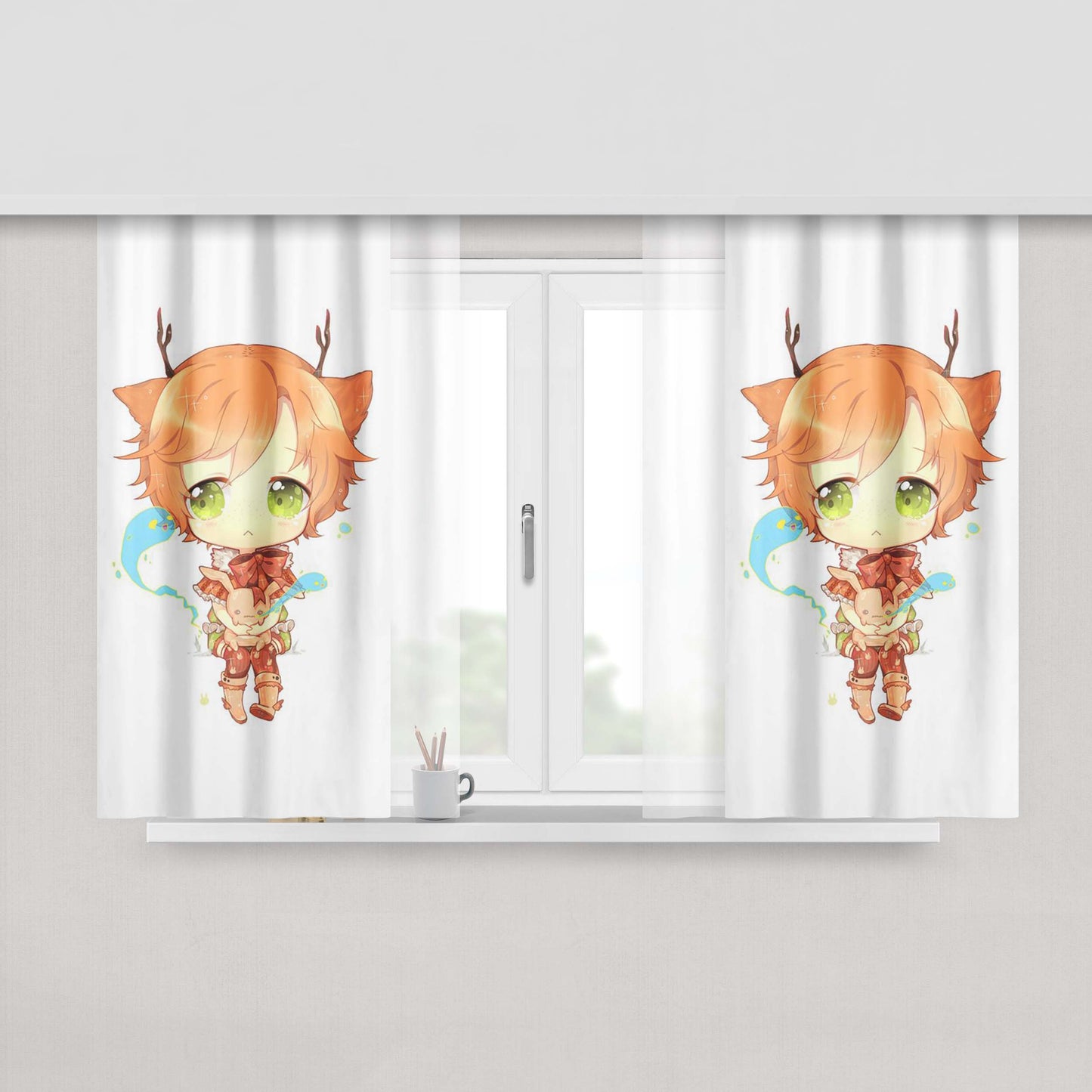 Chibi Peach Skin Window Curtains