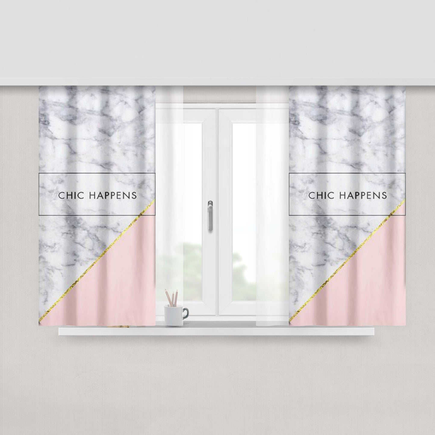Chic Happens Rose Gold Peach Skin Window Curtains