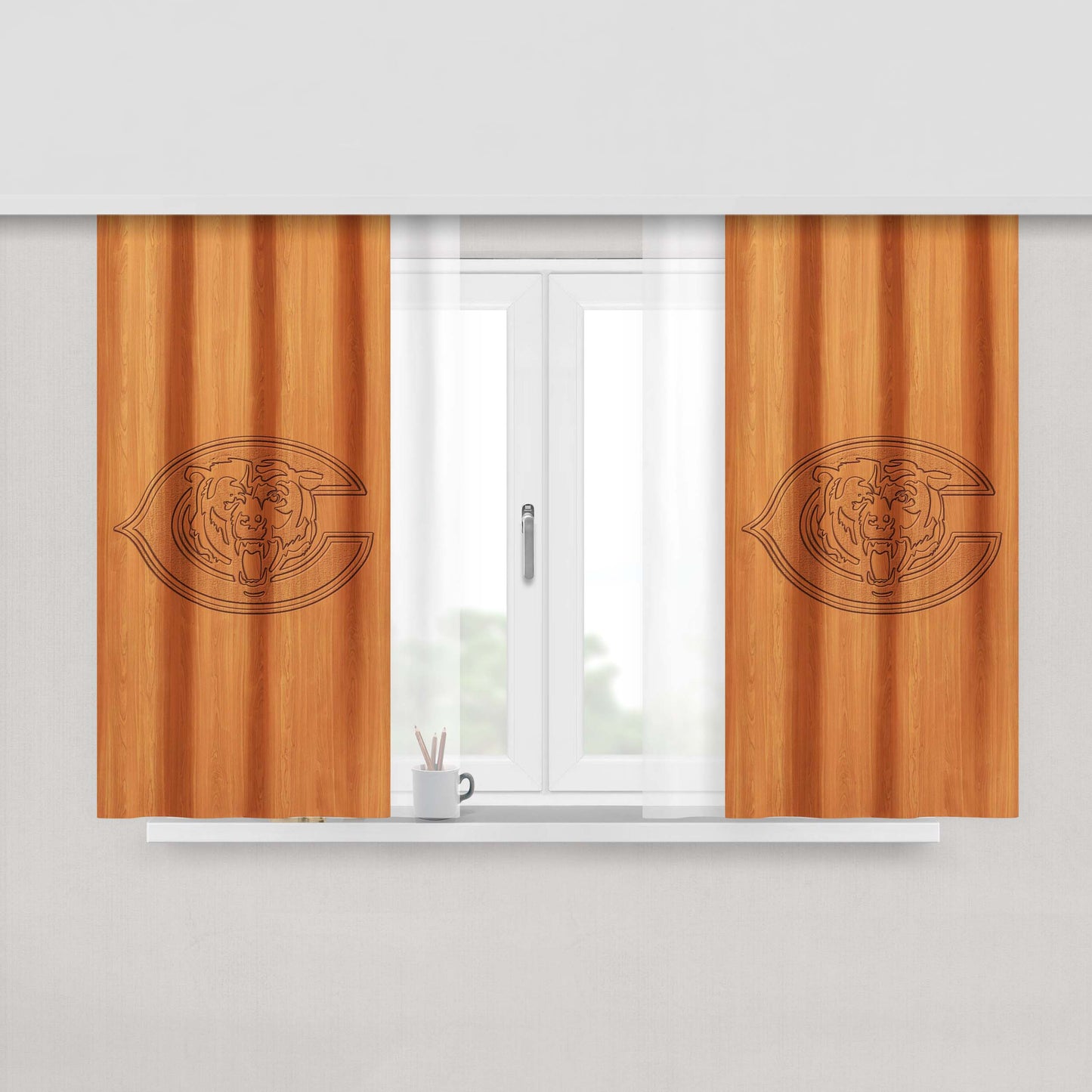Chicago Bears Peach Skin Window Curtains