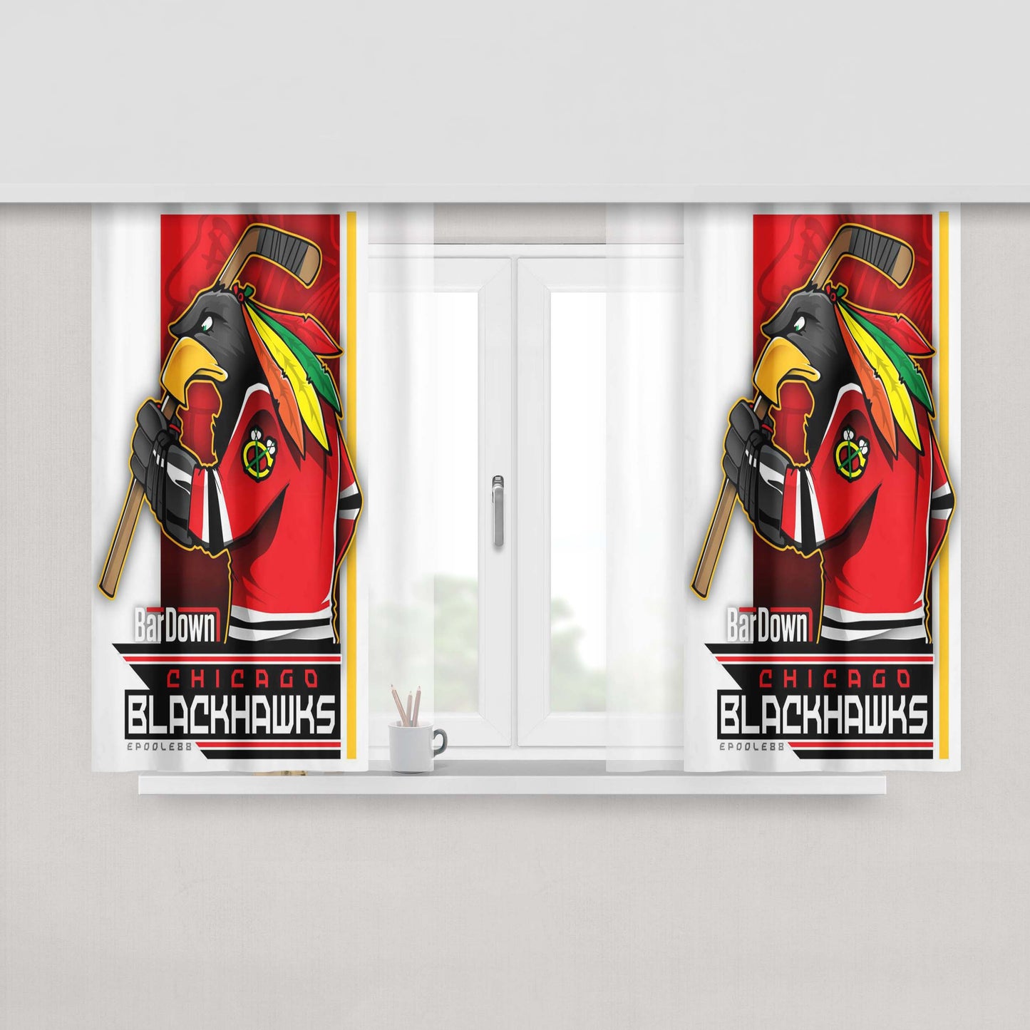 Chicago Blackhawks Nhl Hockey Peach Skin Window Curtains