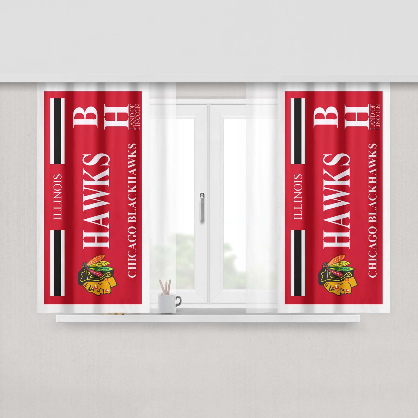 Chicago Blackhawks Peach Skin Window Curtains