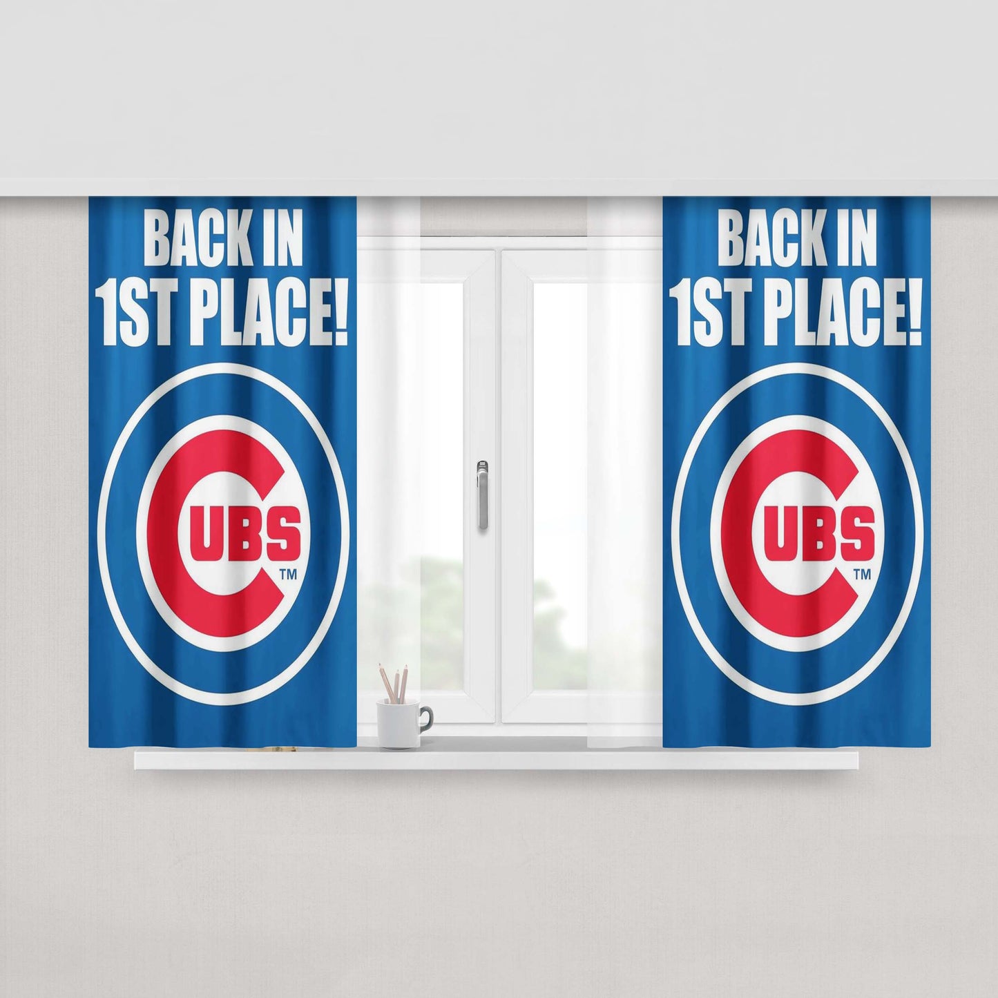 Chicago Cubs 1St Place For Winner Peach Skin Window Curtains