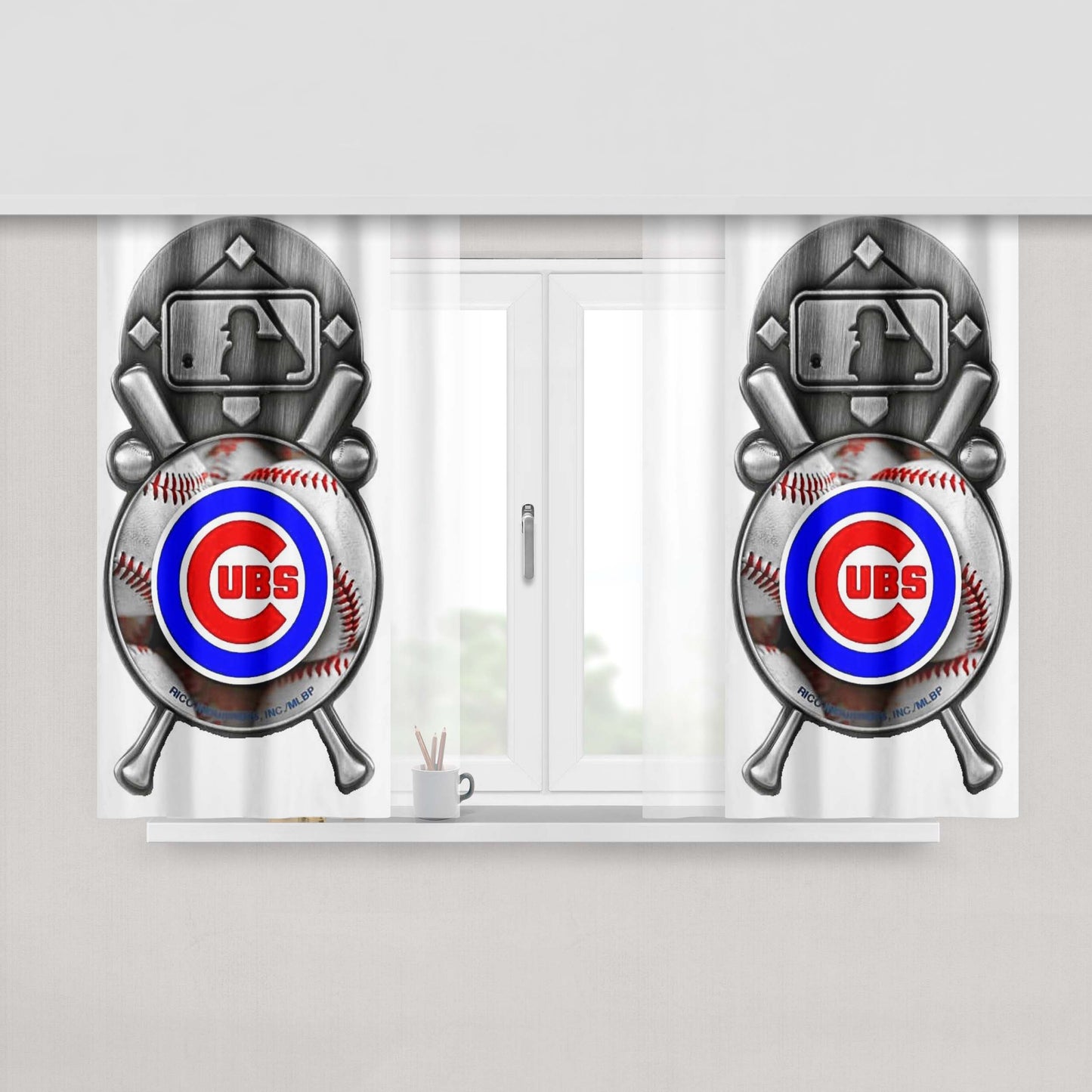 Chicago Cubs Baseball Team Peach Skin Window Curtains