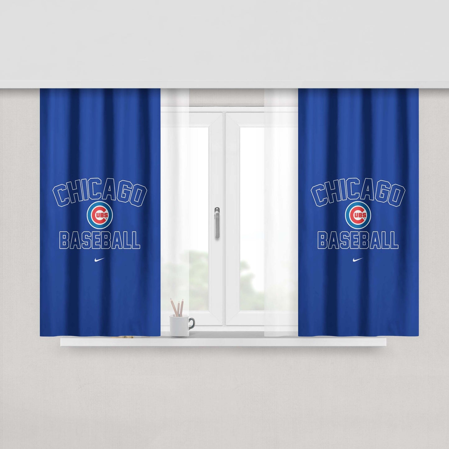 Chicago Cubs Blue Sport Peach Skin Window Curtains