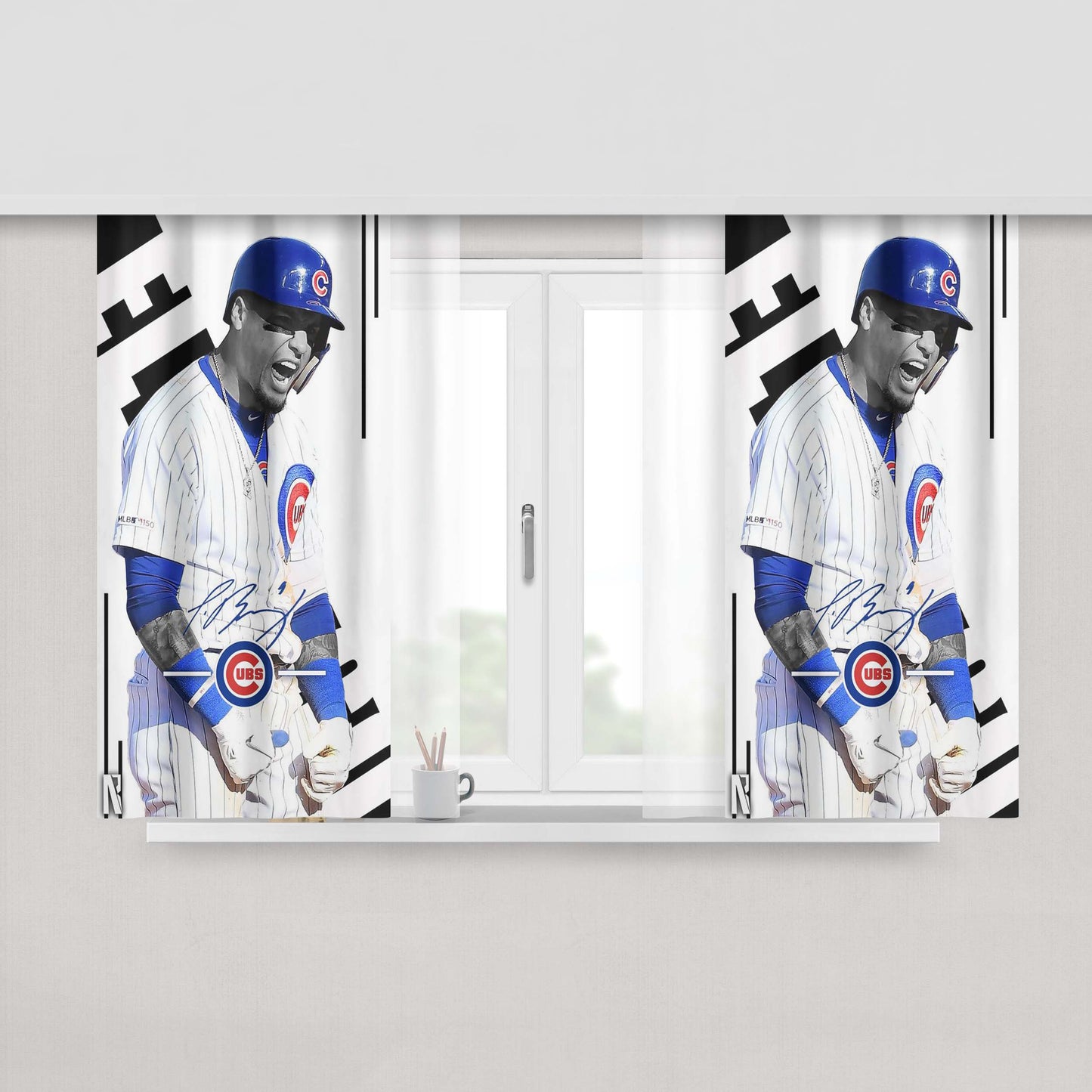 Chicago Cubs Heroes Peach Skin Window Curtains