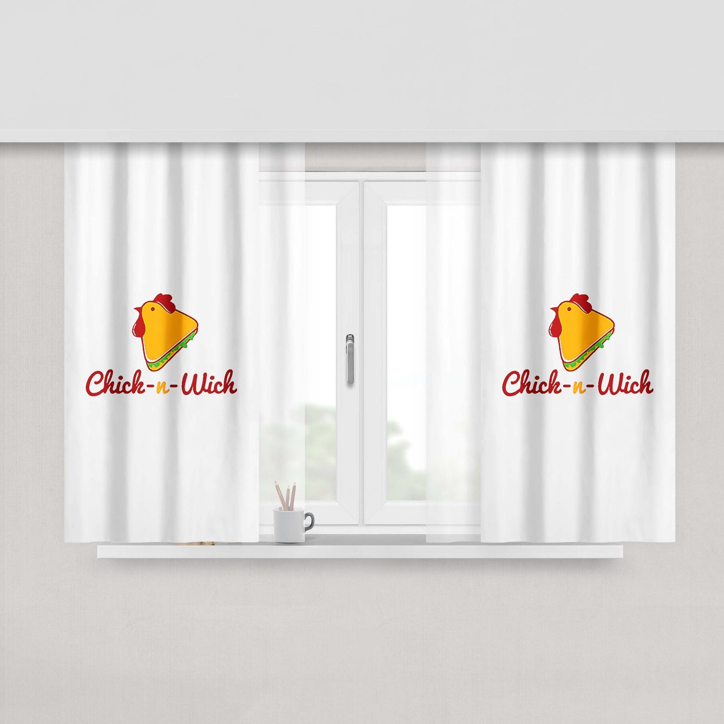 Chick And Wich Logo Peach Skin Window Curtains