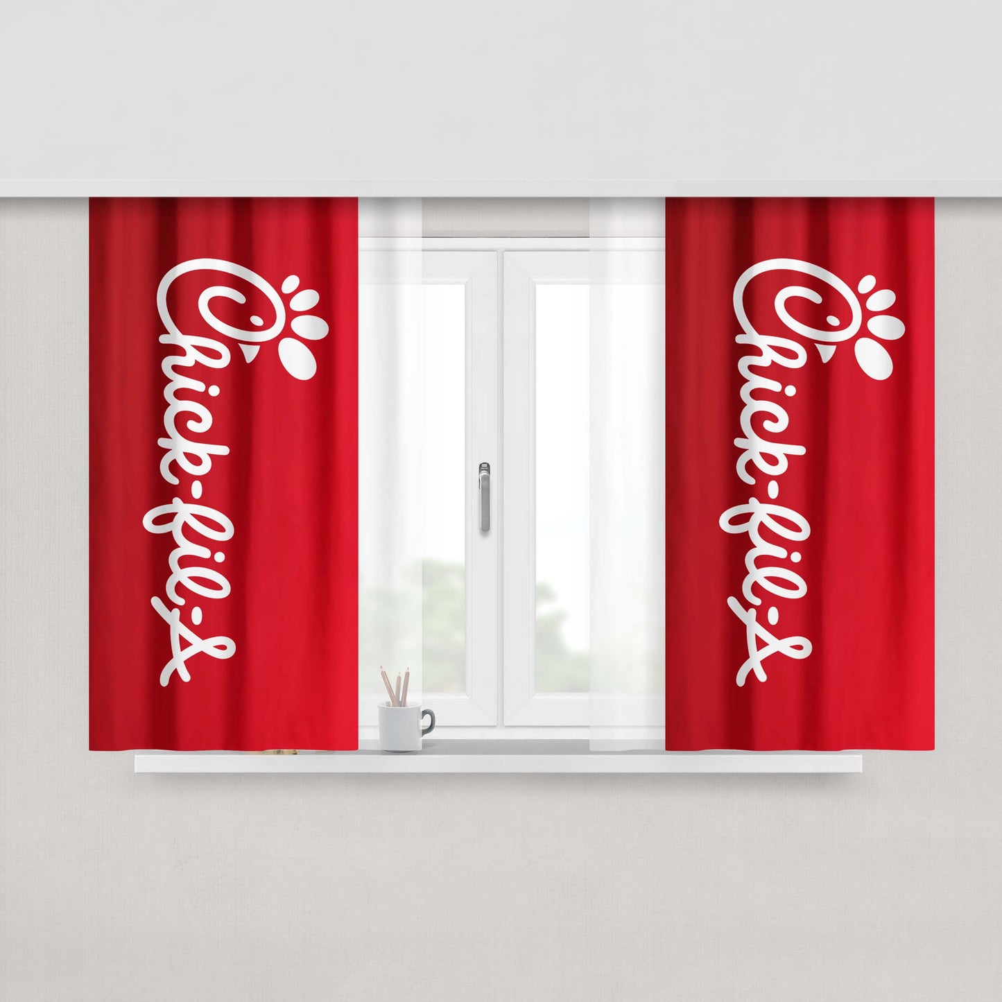 Chick Fill A Emblem Red Peach Skin Window Curtains