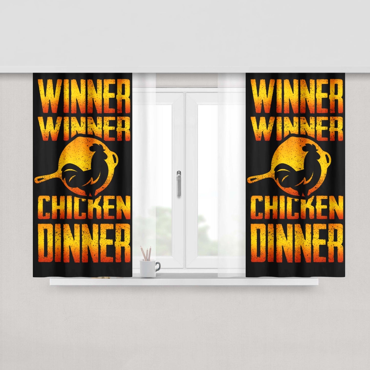 Chicken Dinner Pubg Winner Winner Peach Skin Window Curtains