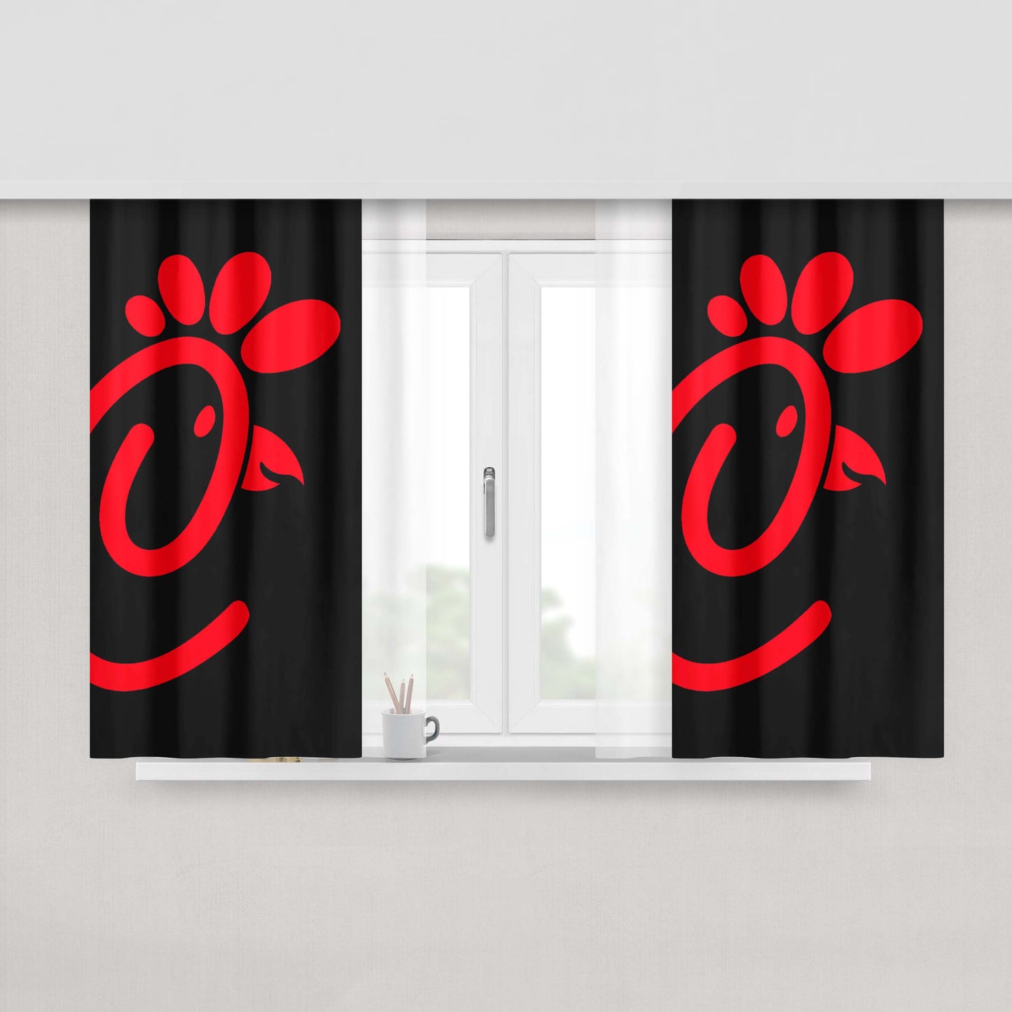 Chicken Sandwich Chick Fil A Breakfast Fast Food Peach Skin Window Curtains