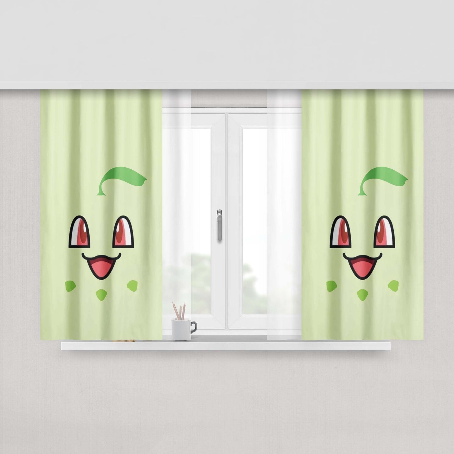 Chikorita Pokemon Peach Skin Window Curtains