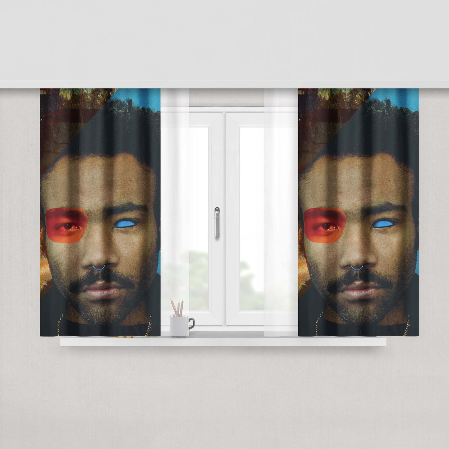 Childish Gambino Collage Peach Skin Window Curtains