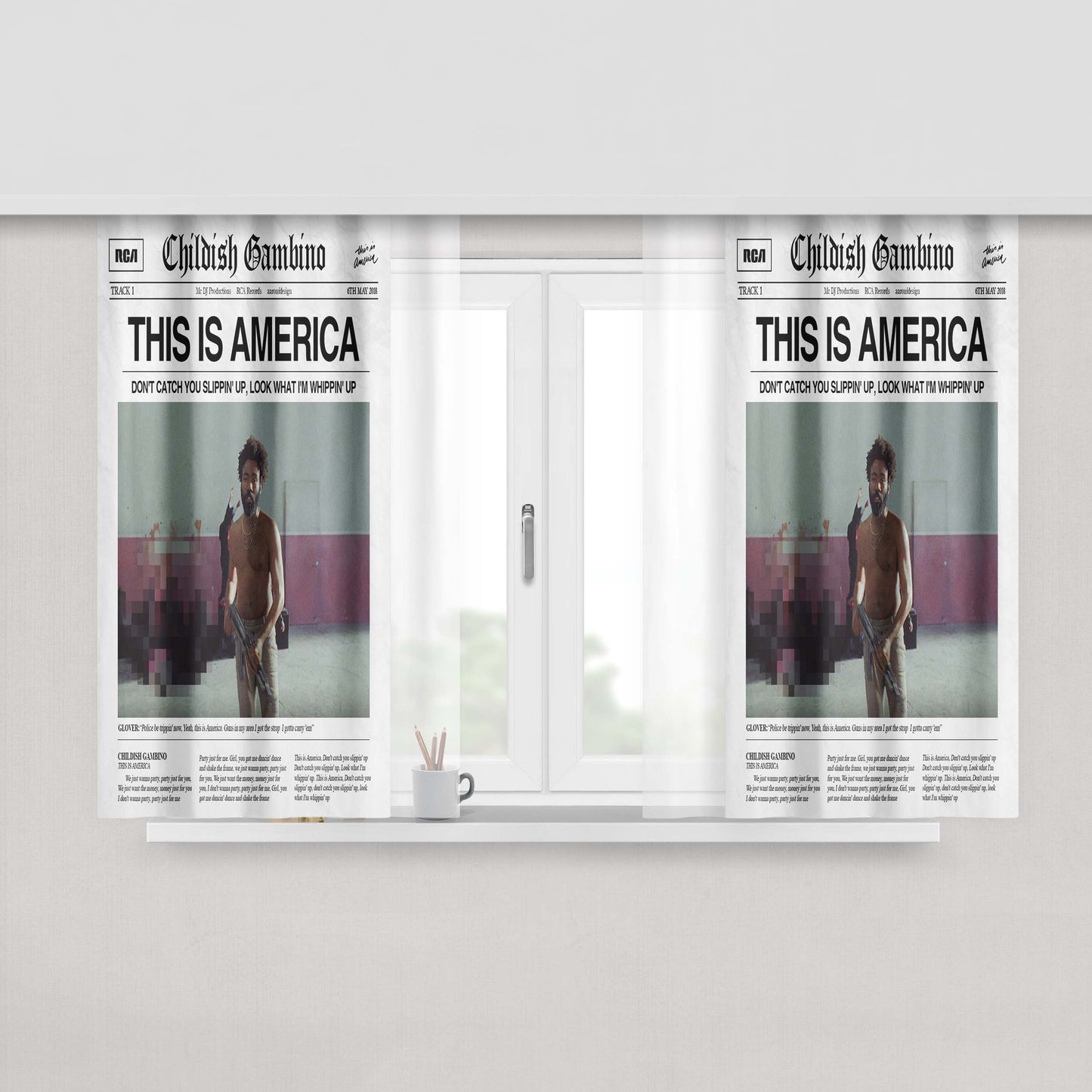 Childish Gambino Logo Peach Skin Window Curtains