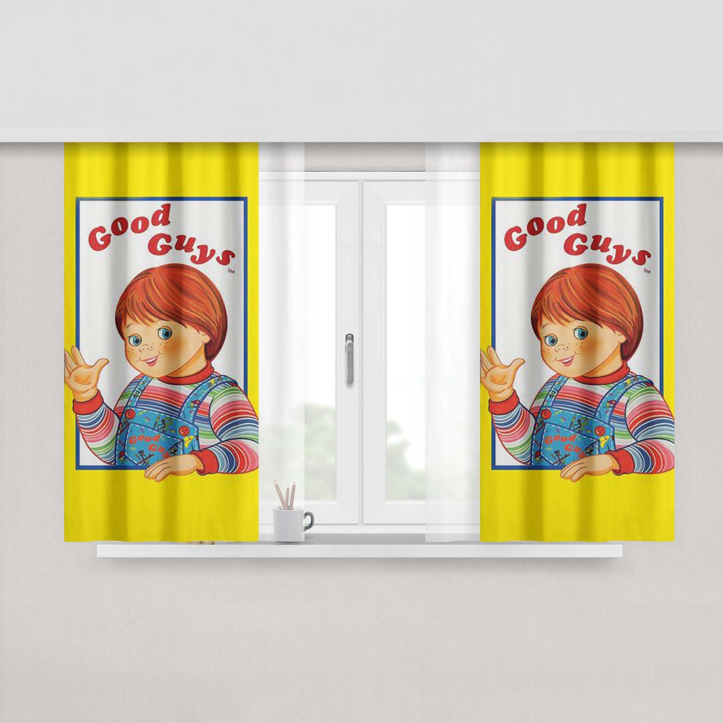 Childs Play Chucky Peach Skin Window Curtains