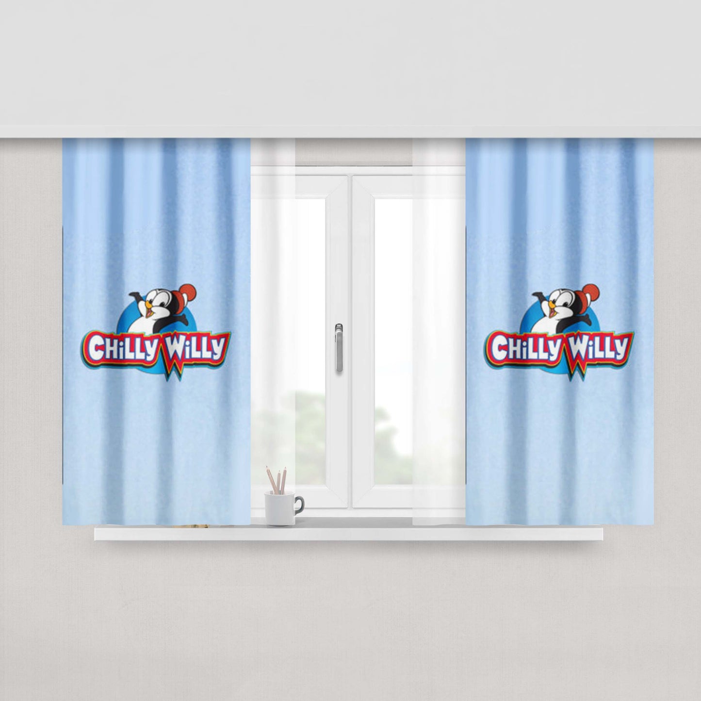 Chilly Willy Peach Skin Window Curtains