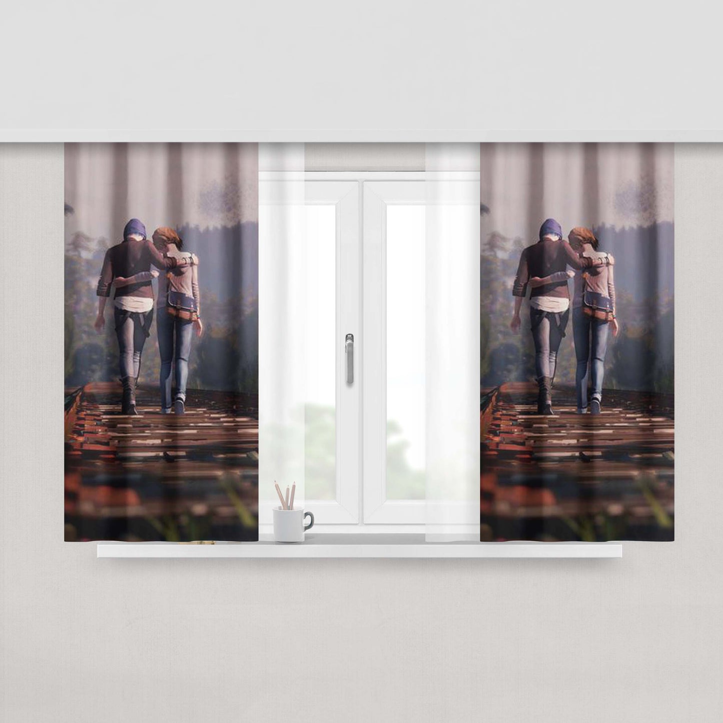 Chloe And Max Peach Skin Window Curtains