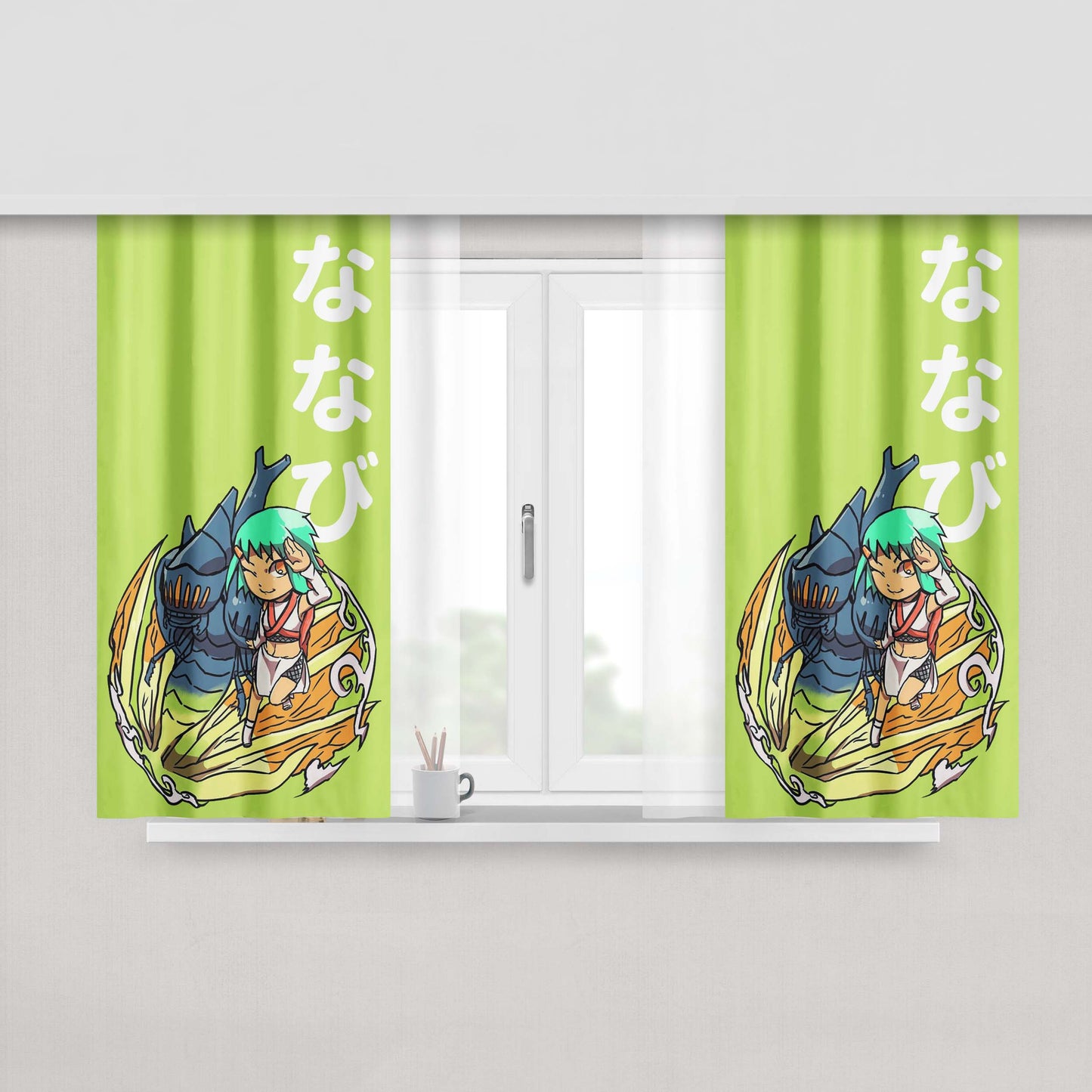 Chomei Nanabi Fu Peach Skin Window Curtains