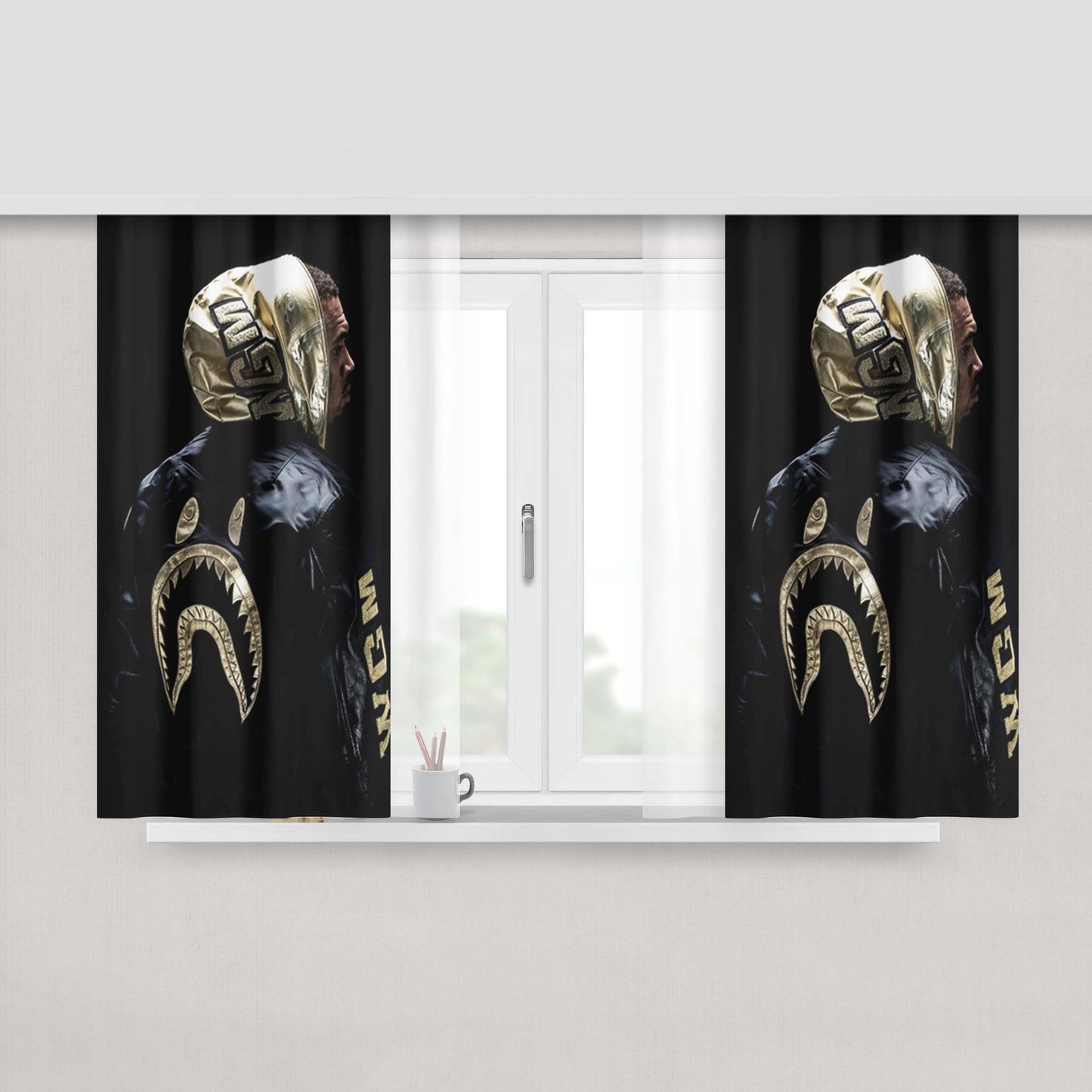 Chris Brown Bape Peach Skin Window Curtains
