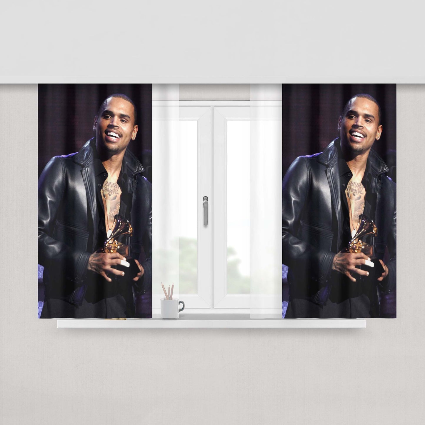 Chris Brown Grammy Peach Skin Window Curtains
