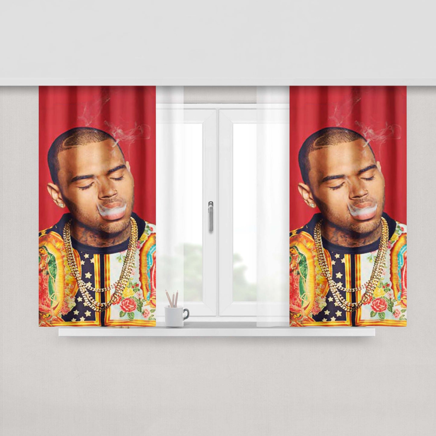 Chris Brown Smoking Peach Skin Window Curtains