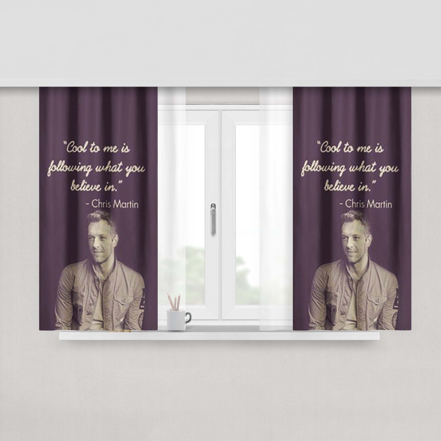 Chris Martin Quotes Peach Skin Window Curtains