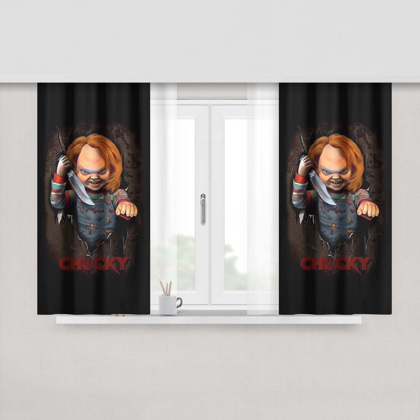 Chucky Art Doll Poster Peach Skin Window Curtains