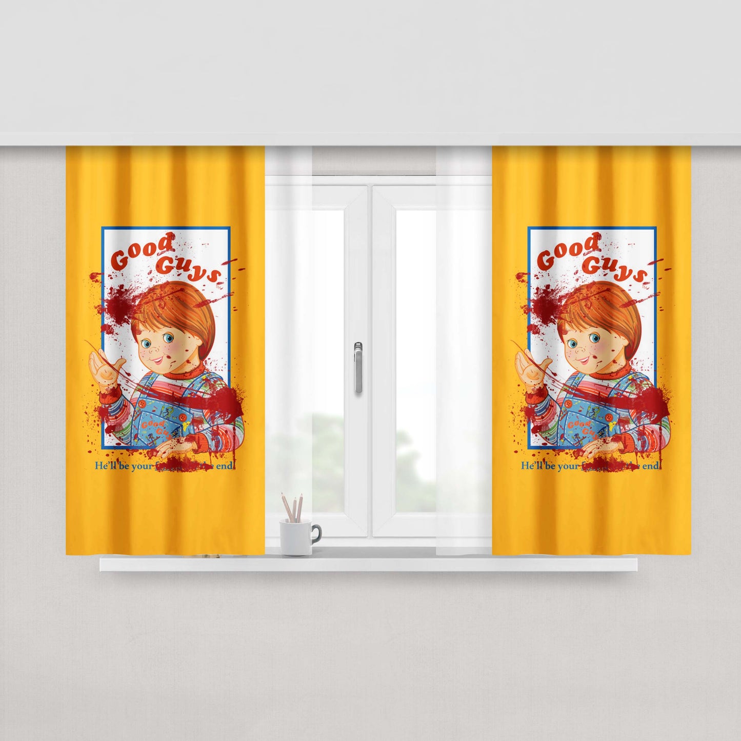 Chucky Childs Play Good Guys Peach Skin Window Curtains