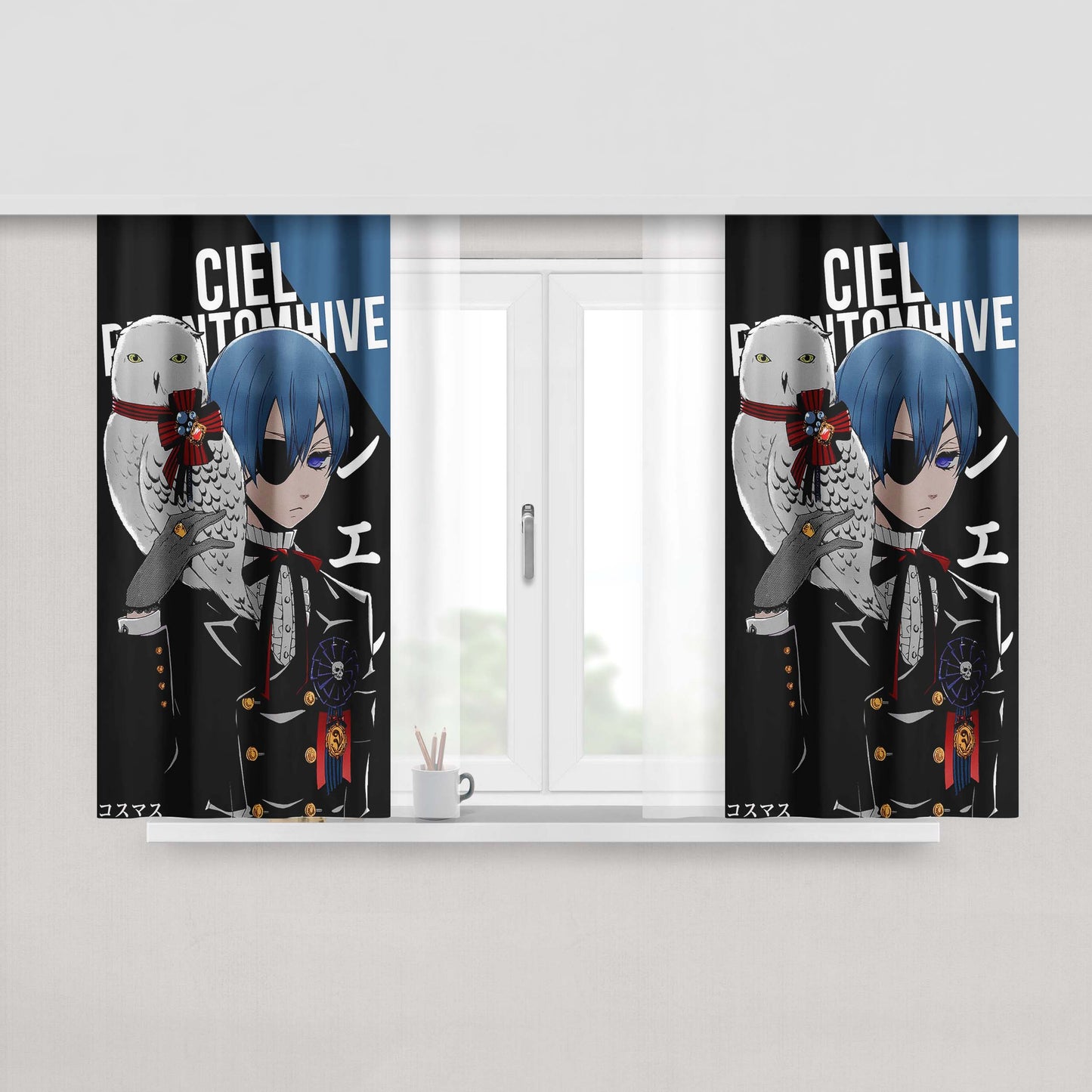 Ciel Phantomhive Black Butler Kuroshitsuji Peach Skin Window Curtains