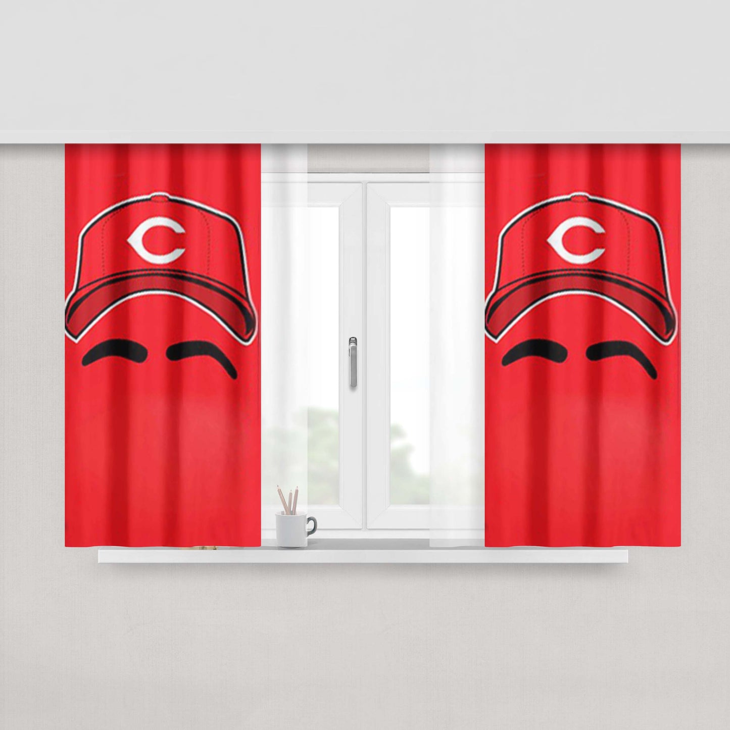 Cincinnati Reds Peach Skin Window Curtains