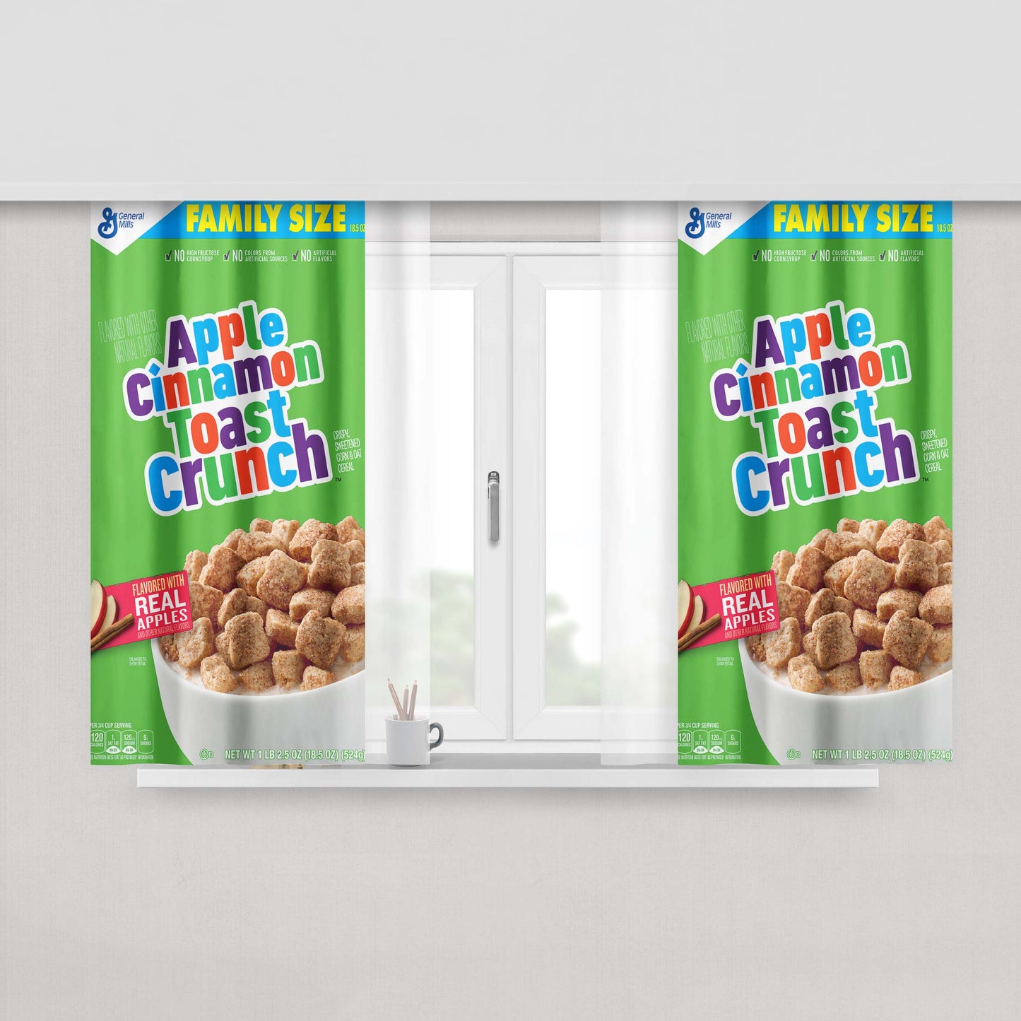Cinnamon Toast Crunch Peach Skin Window Curtains