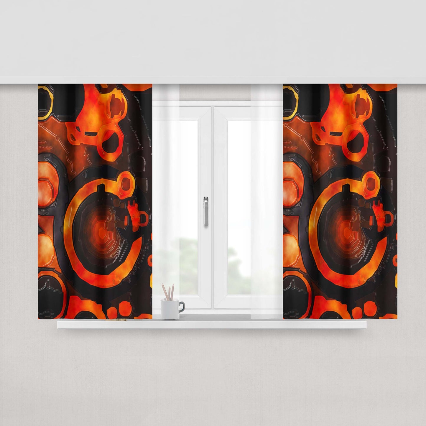Circle Lava Peach Skin Window Curtains