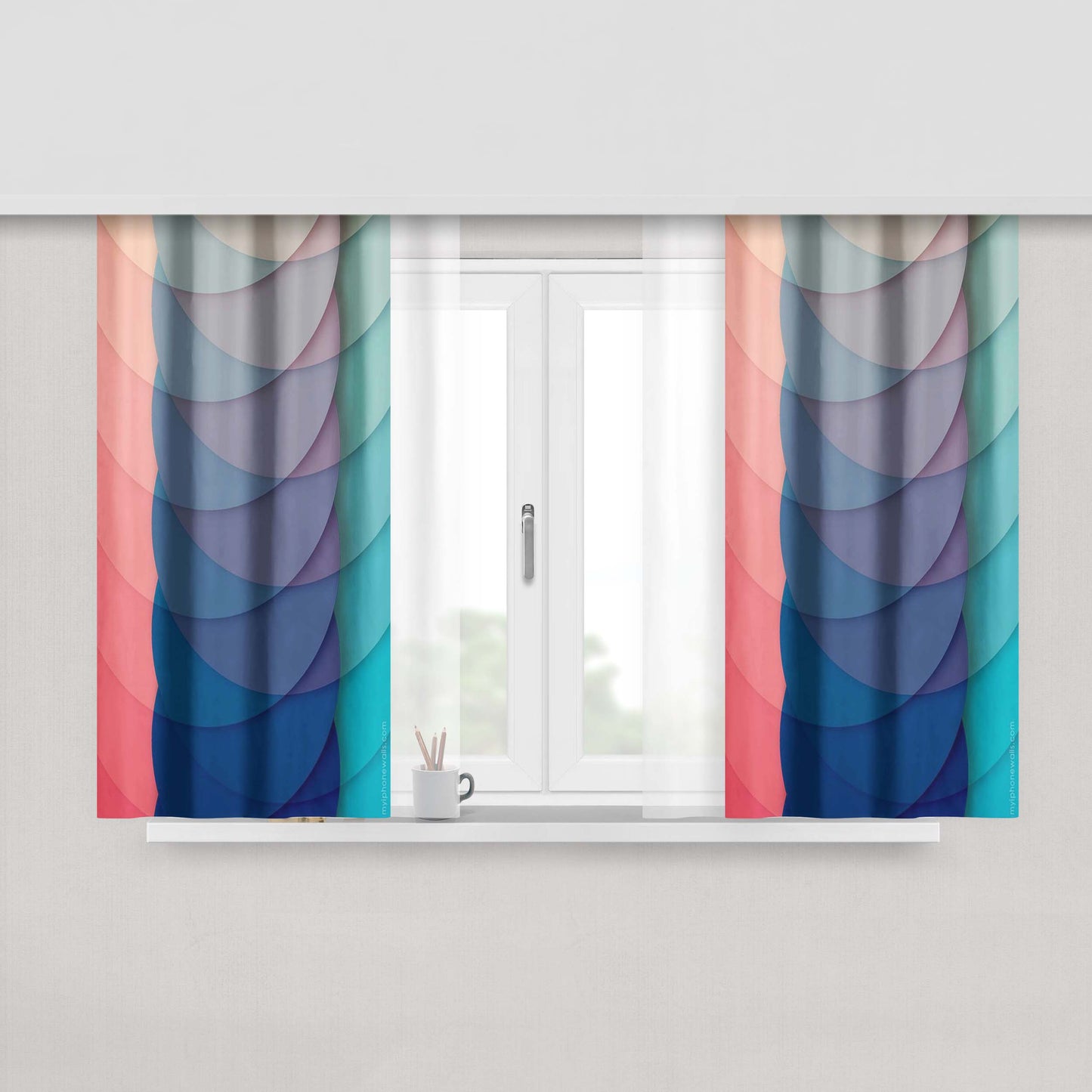 Circle Rainbow Peach Skin Window Curtains