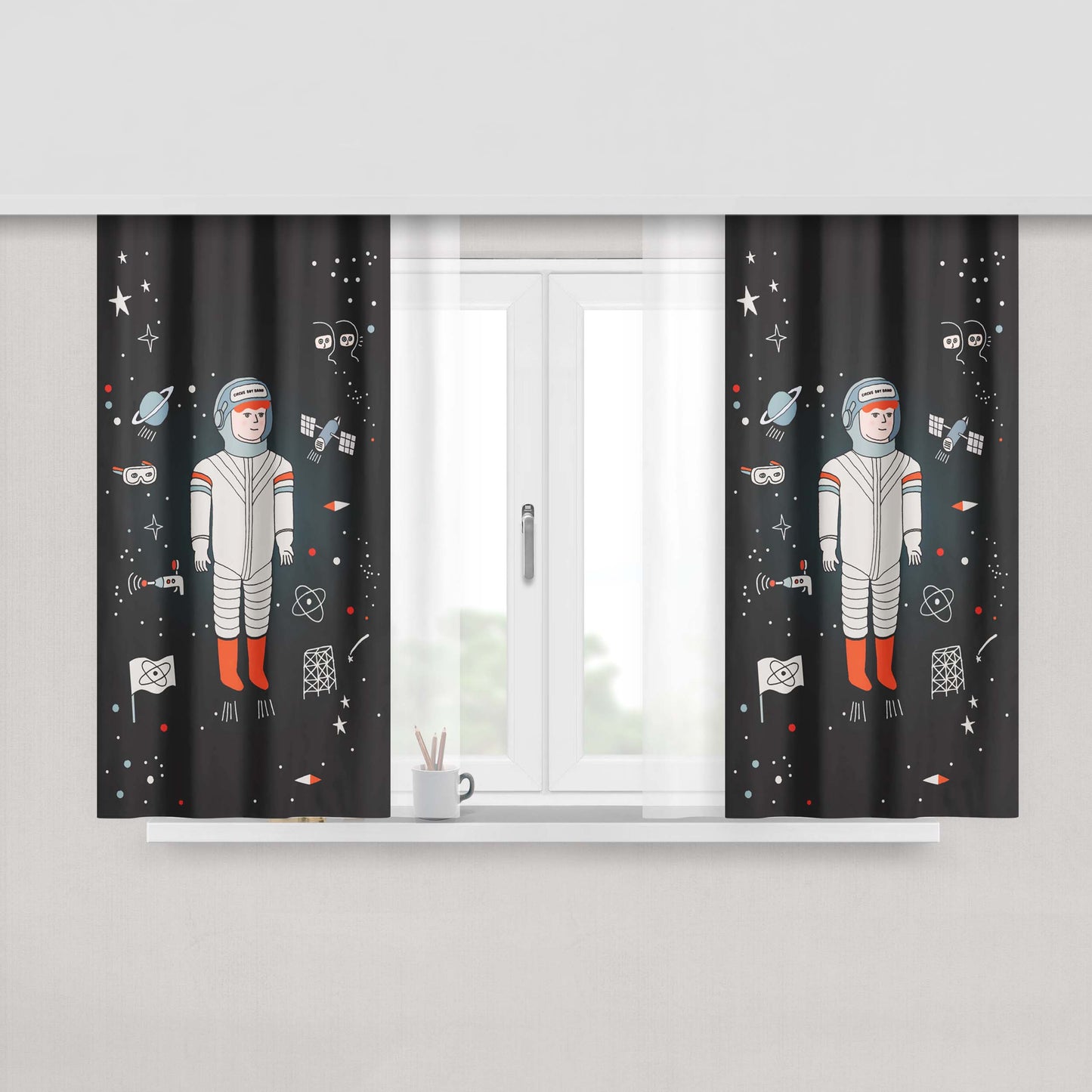 Circus Boy Band Peach Skin Window Curtains