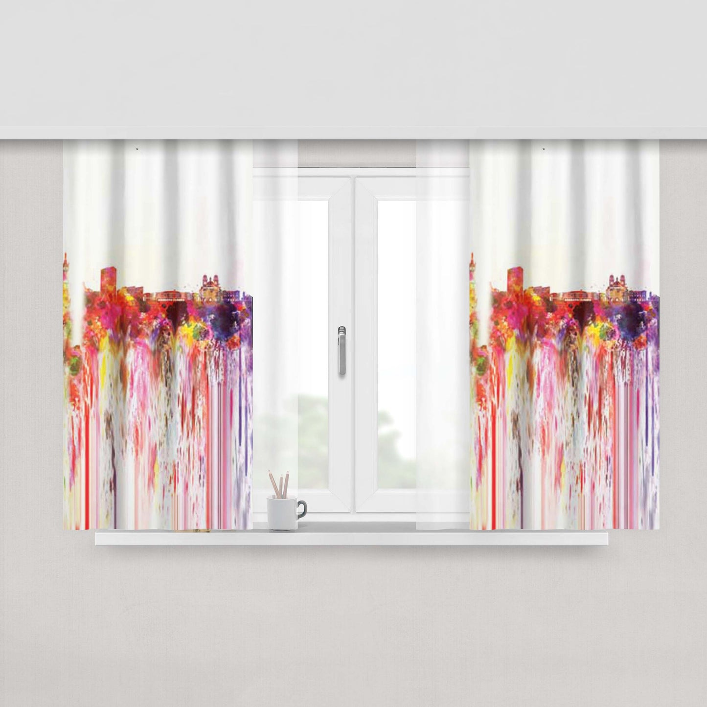 City Splatter 1 Smear Peach Skin Window Curtains