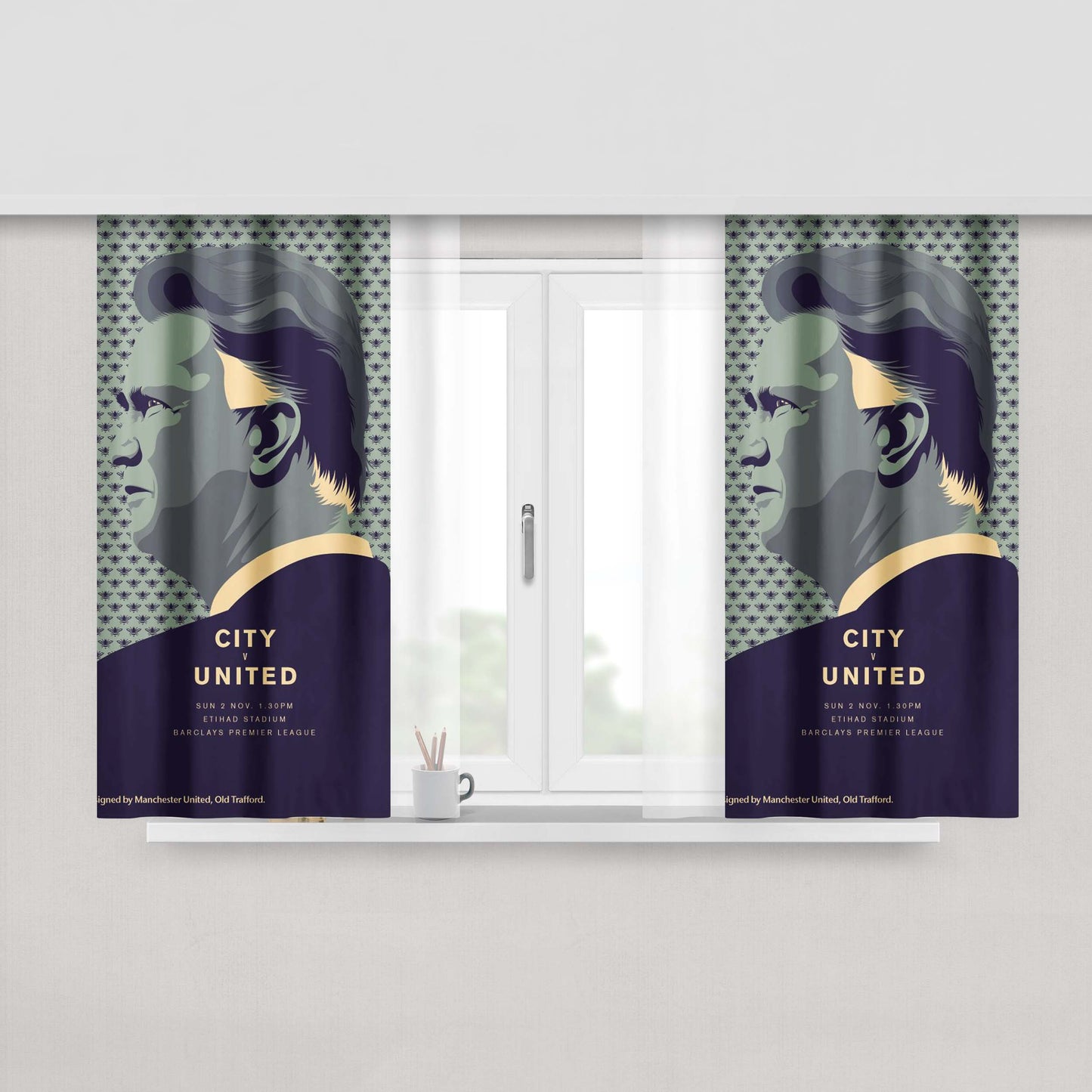 City Vs United Peach Skin Window Curtains