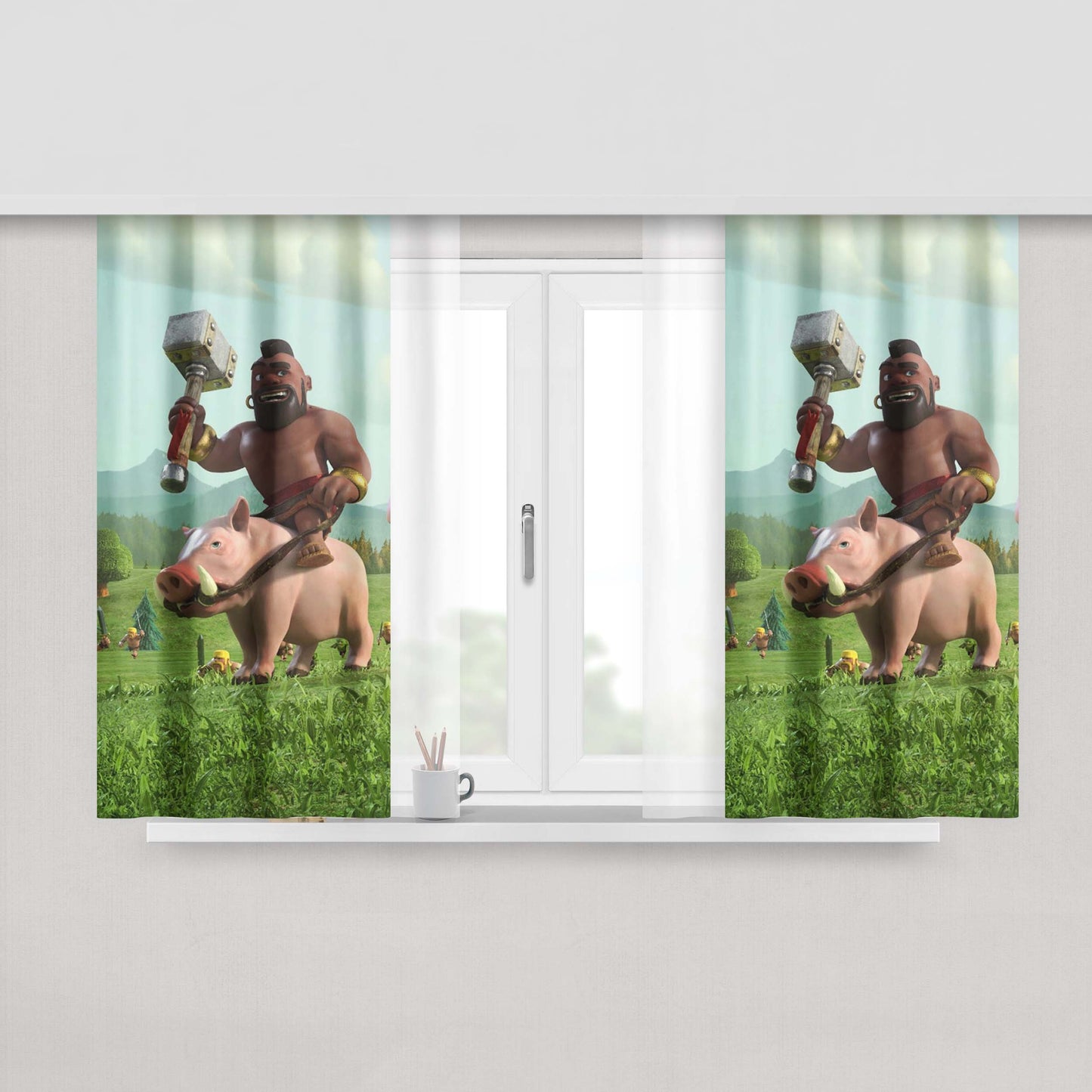 Clash Of Clane Peach Skin Window Curtains