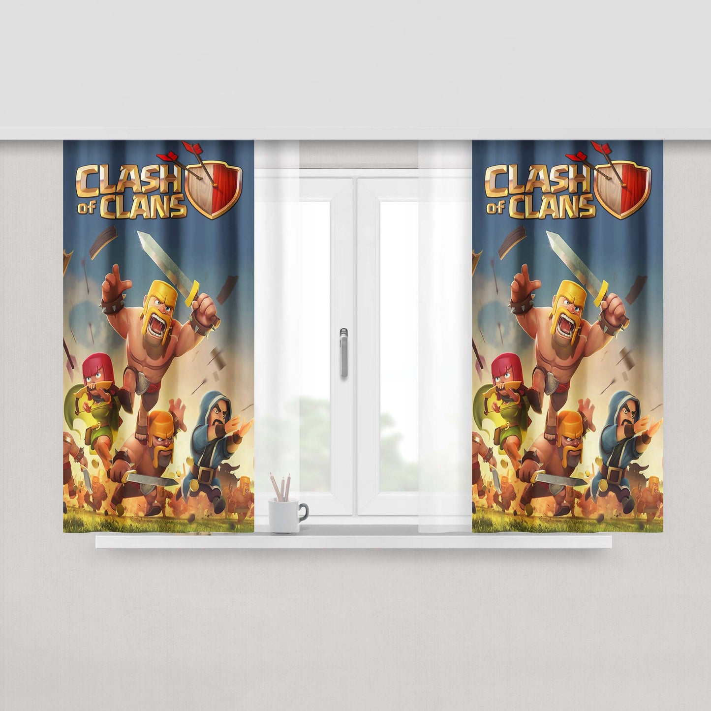 Clash Of Clans Battle Peach Skin Window Curtains