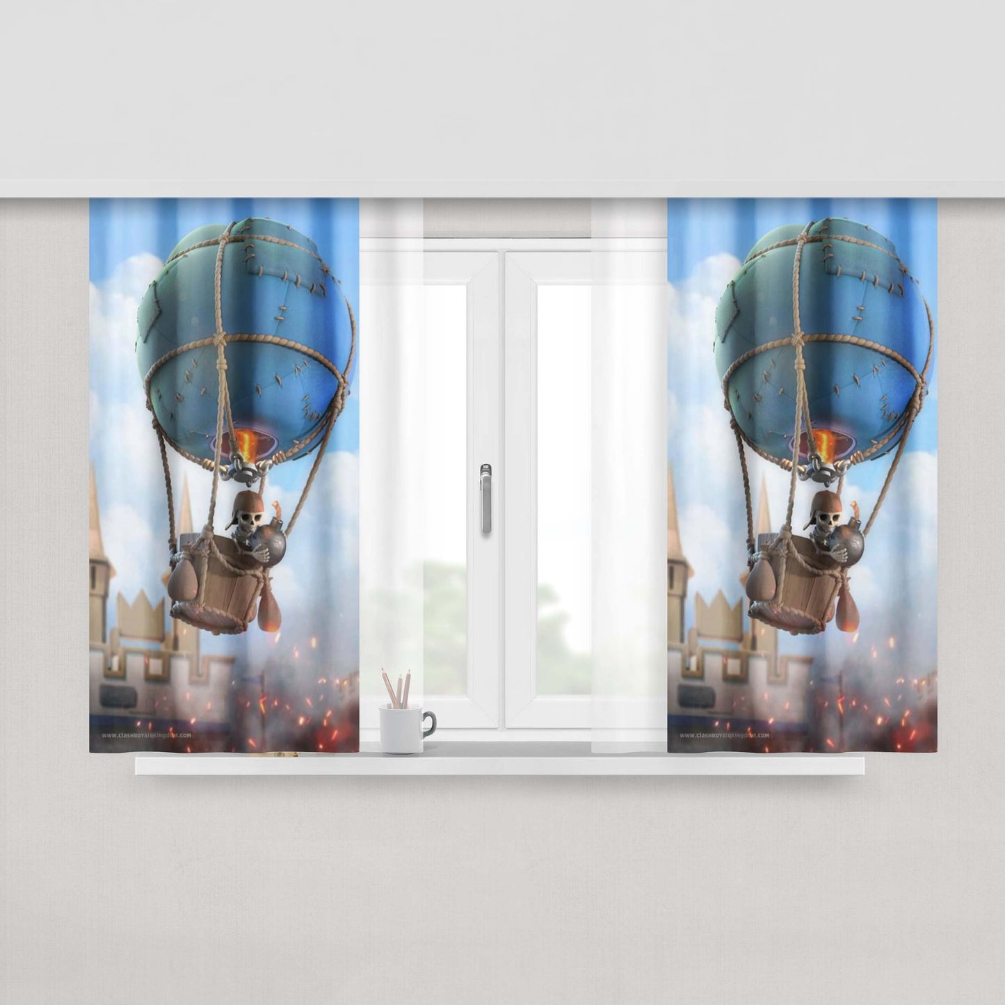 Clash Royale Ballon Bomb Peach Skin Window Curtains