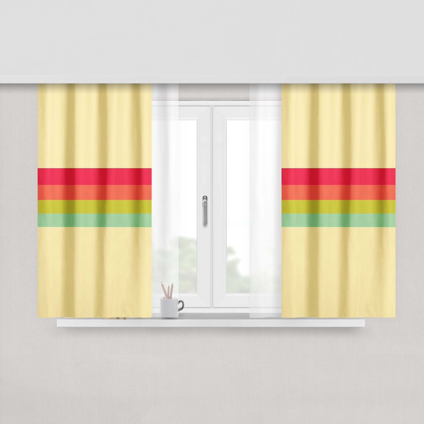 Clasic Retro Stripes Peach Skin Window Curtains