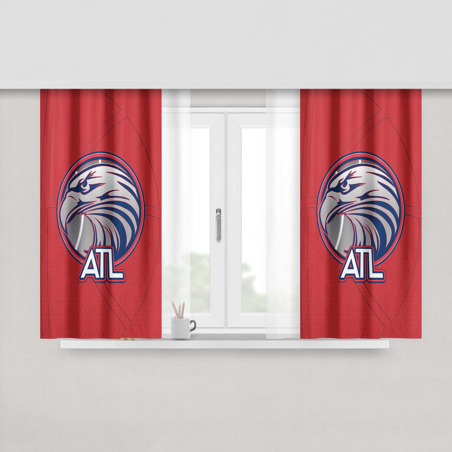 Classic Atlanta Hawks Basketball Logo Peach Skin Window Curtains