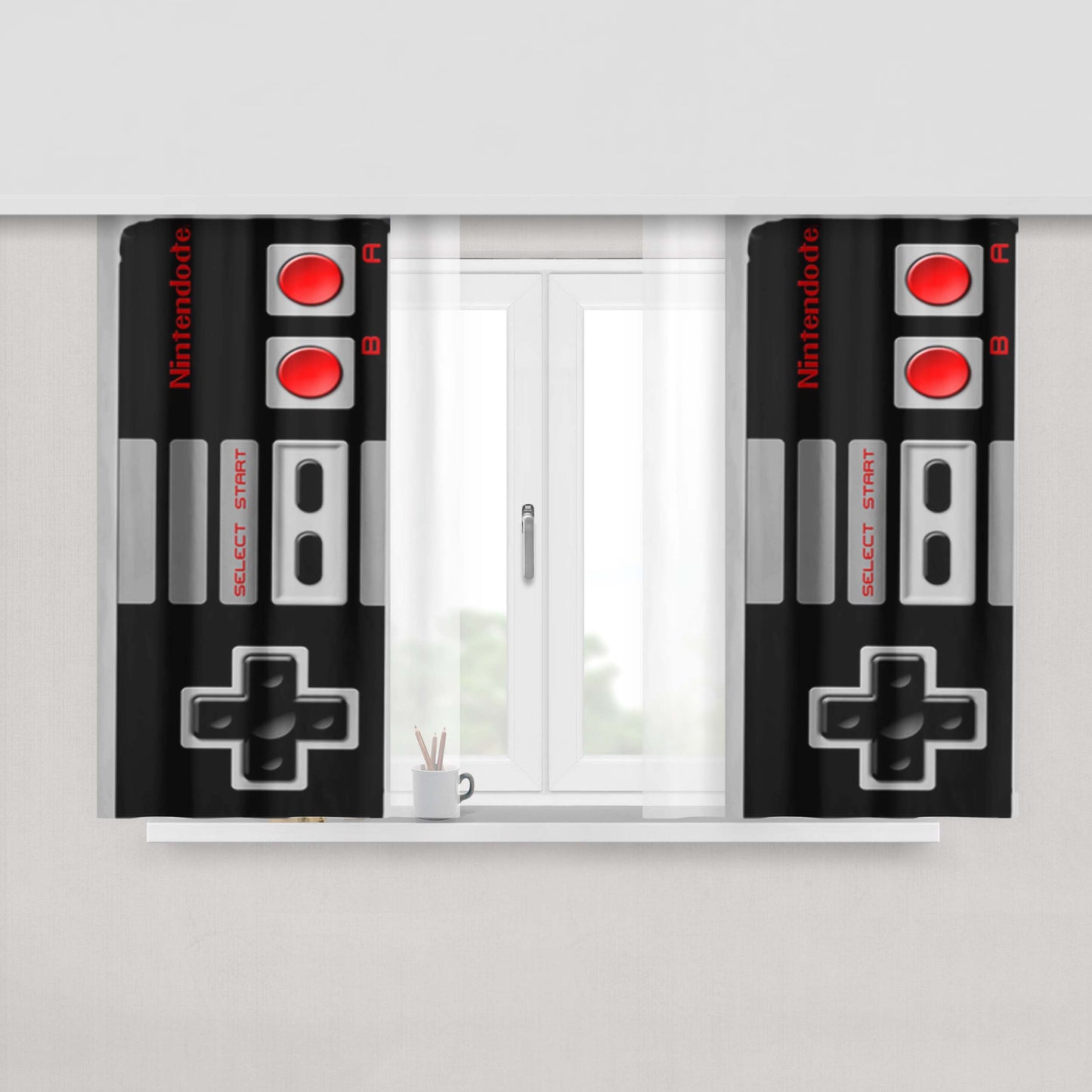 Classic Retro Nintendo Game Controller Peach Skin Window Curtains