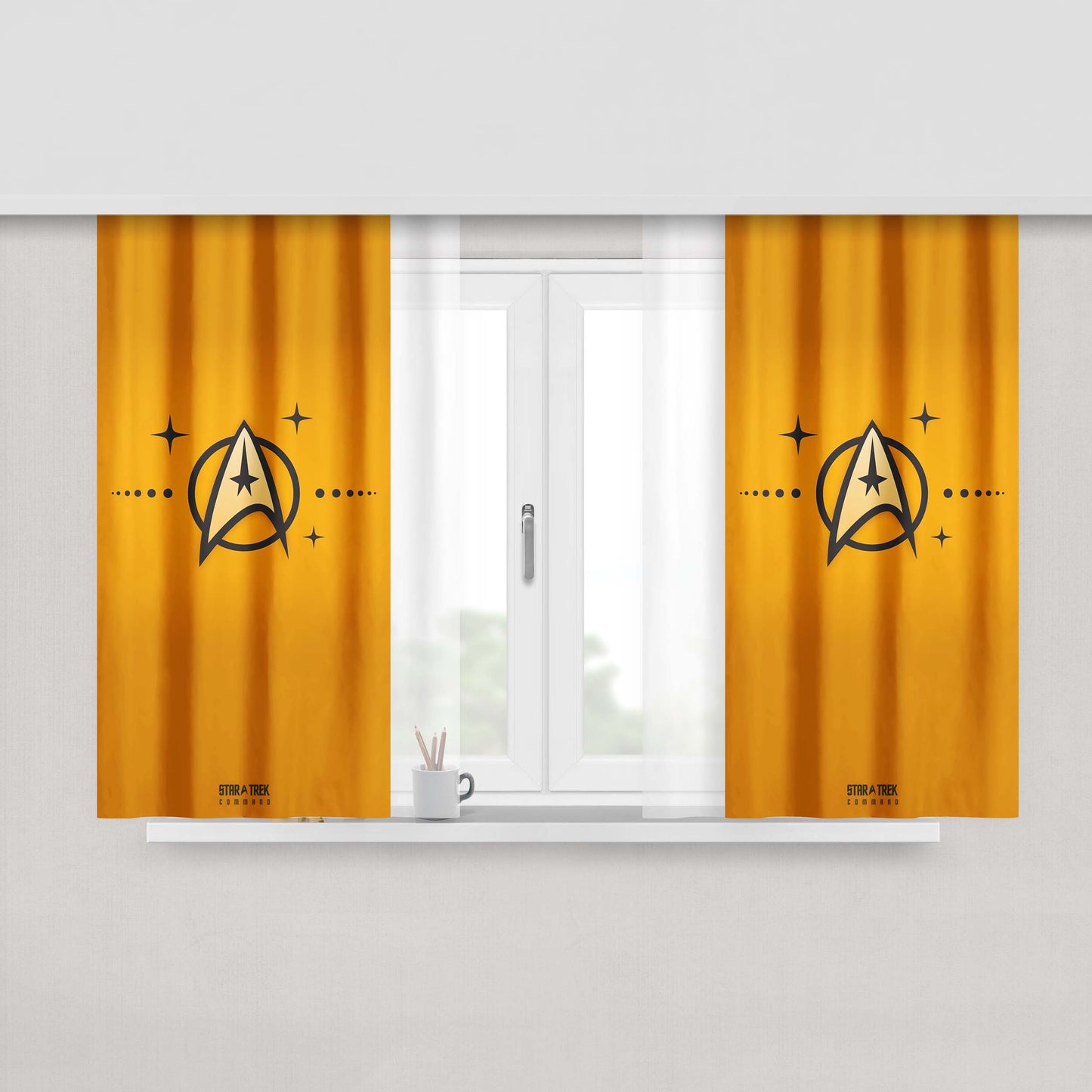 Classic Star Trek Logo Peach Skin Window Curtains
