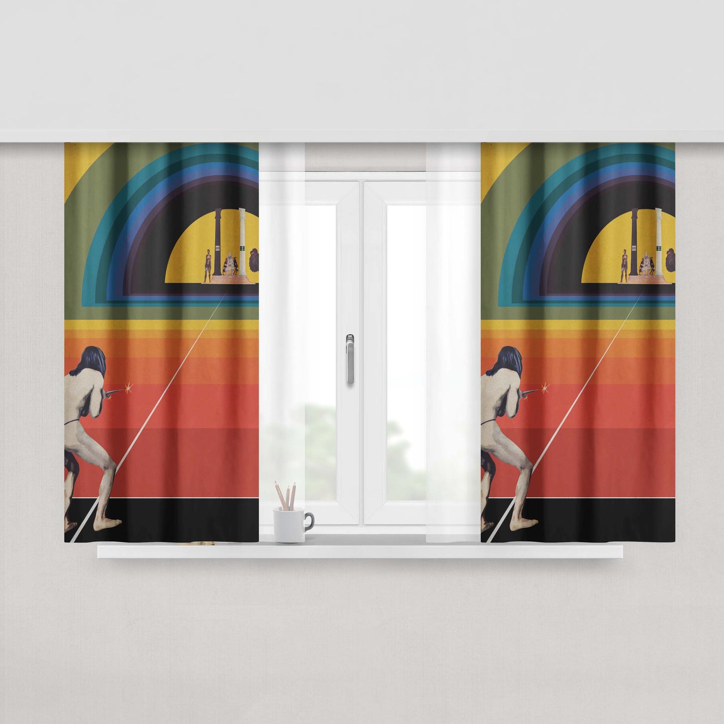 Classic The Holy Mountain Peach Skin Window Curtains