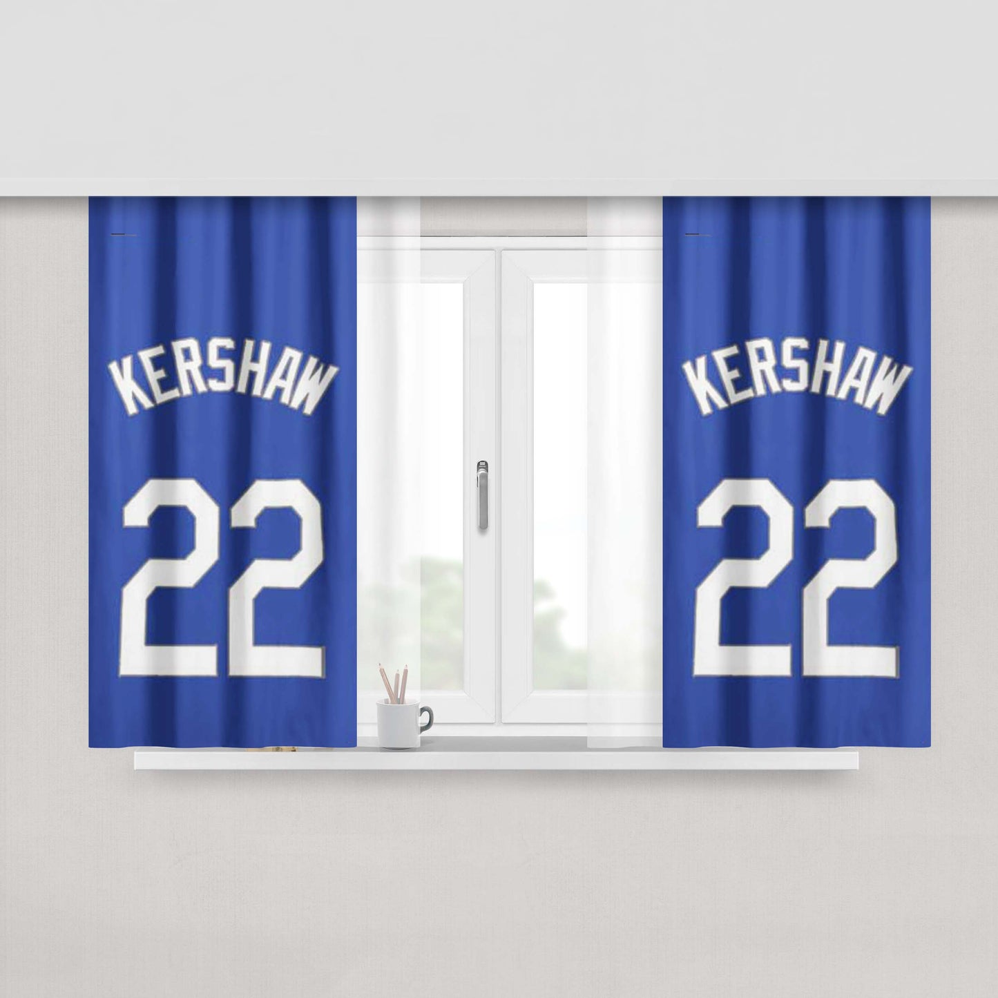 Clayton Kershaw Jersey Peach Skin Window Curtains