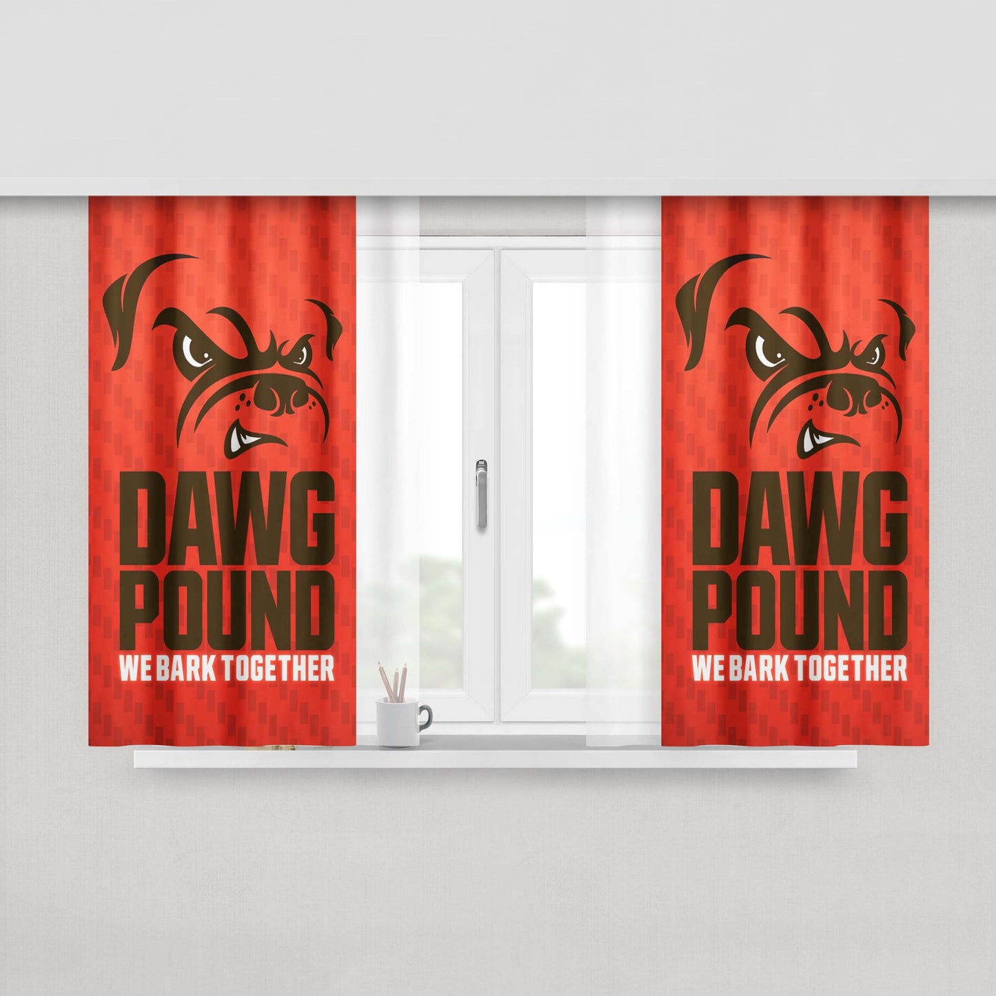 Cleveland Browns Dawg Pound Bark Together Peach Skin Window Curtains