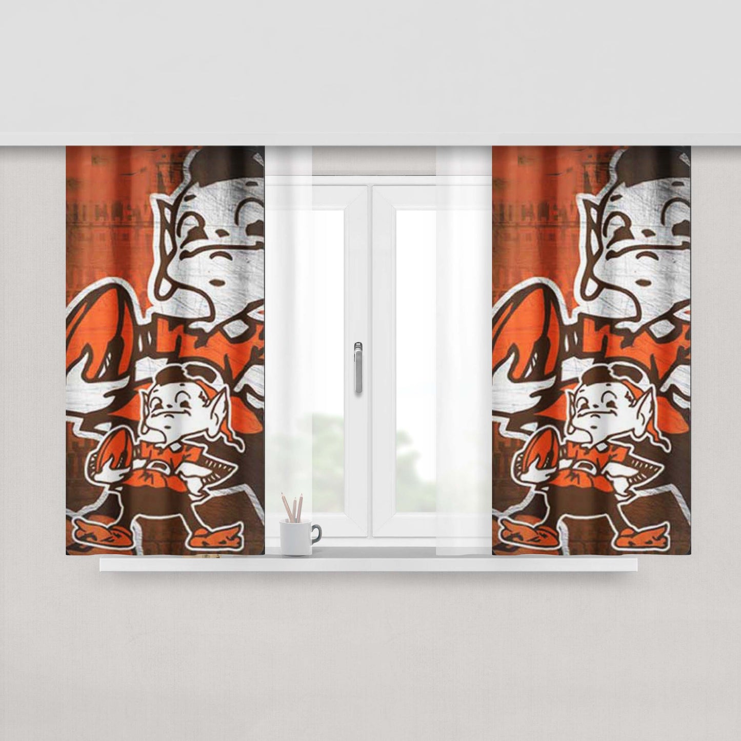 Cleveland Browns Vintage Overlap Peach Skin Window Curtains